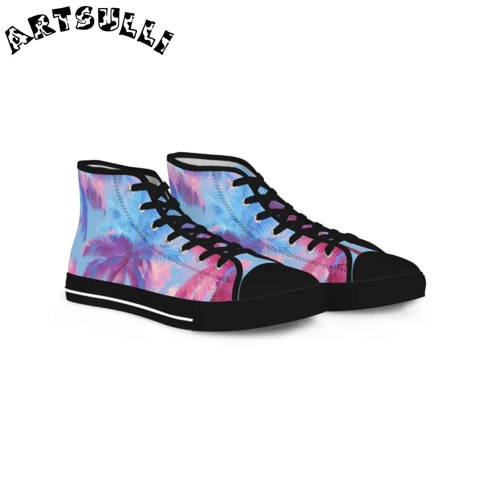 JAKKOUTTHEBXX Ethereal Pastel Palms II Blue and Pink Men’s High Top