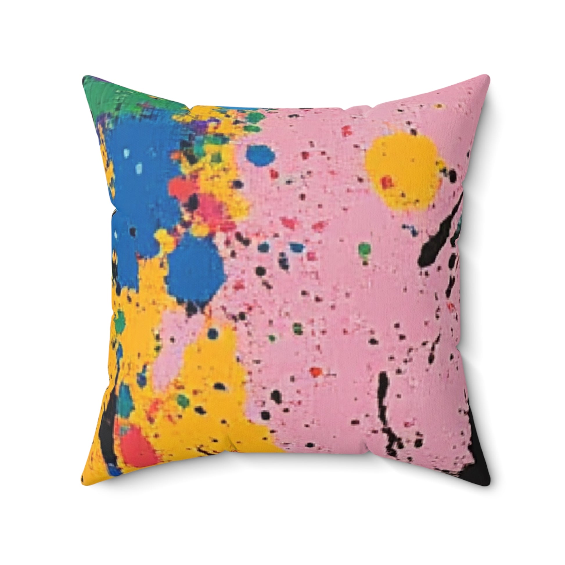 The Colors Of Paint Splatter Faux Suede Square Pillow, Artsulli - Art is Long, Life is Short, Home Decor, , , , , , , 