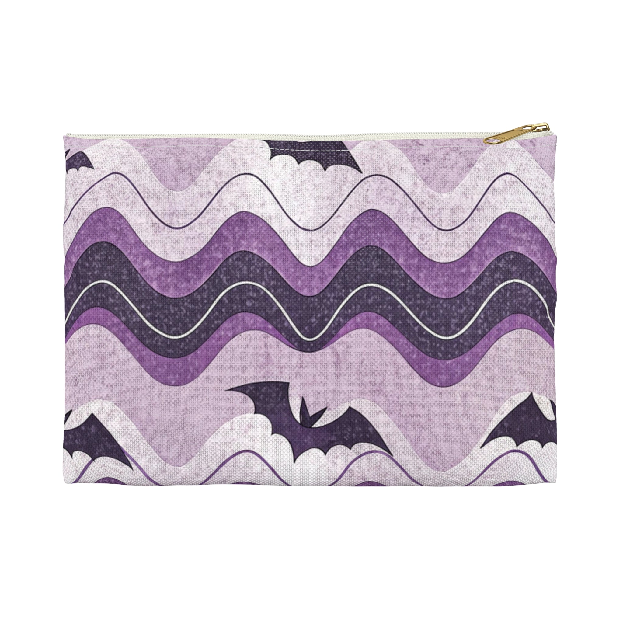 Bat Wave Accessory Pouch, Artsulli - Art is Long, Life is Short, Bags, Size, Small, Color, White zipper, , , 26099057967754