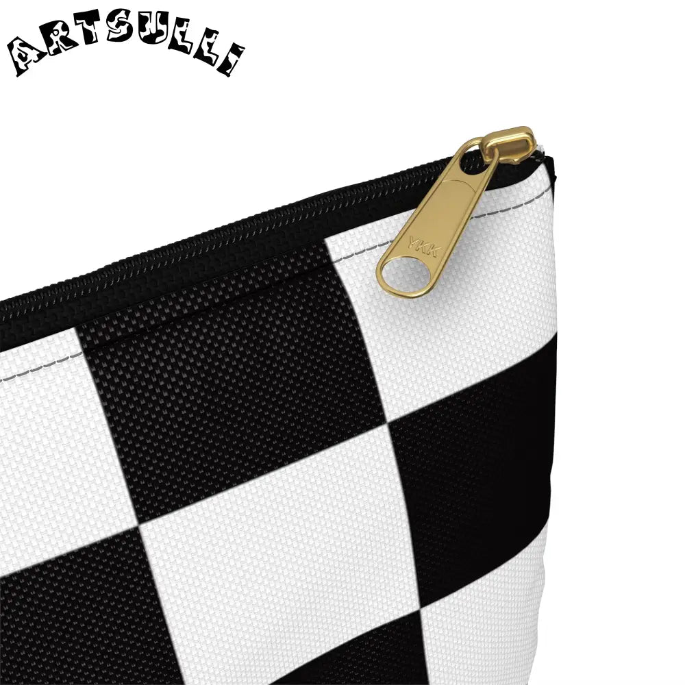 JAKKOUTTHEBXX Checkerboard Black and White Accessory Pouch