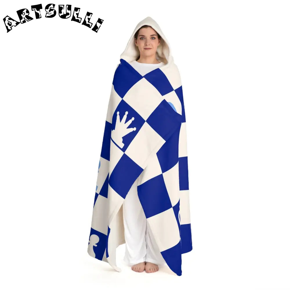 JAKKOUTTHEBXX Royal A Checkered Hooded Sherpa Fleece Blanket 2025
