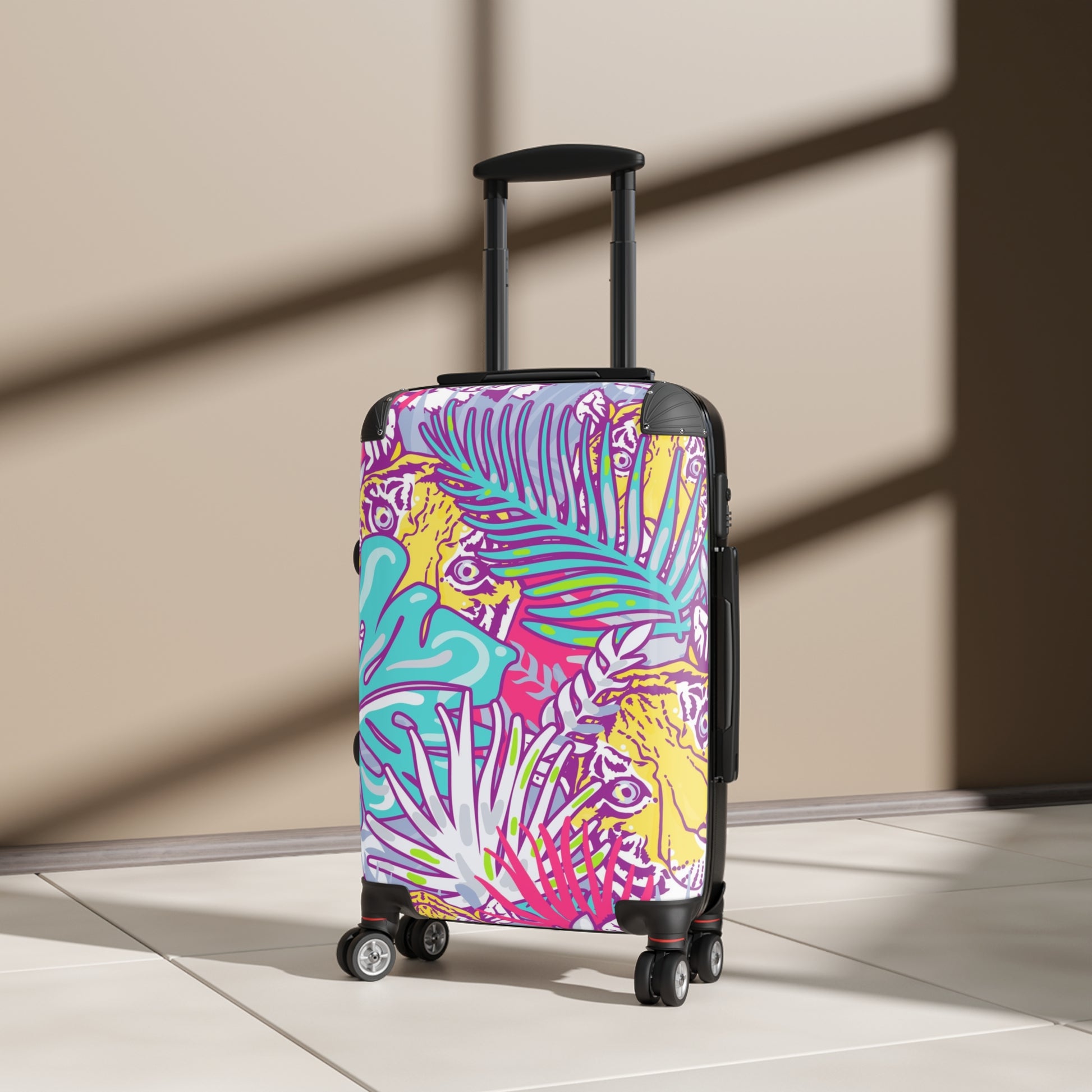 Tropical Floral Tigers Torquise and Purple Suitcase, Artsulli - Art is Long, Life is Short, Bags, , , , , , , 