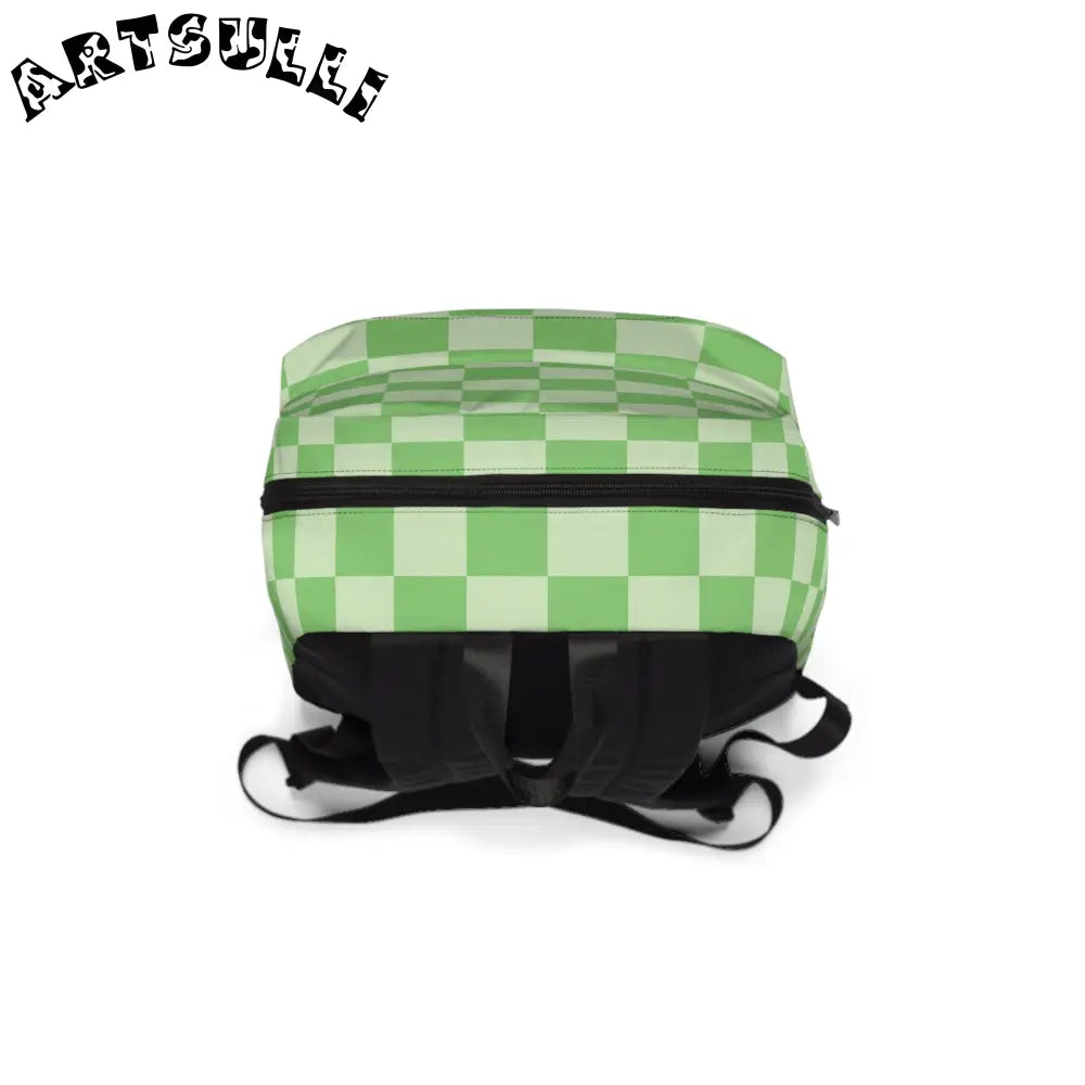 JAKKOUTTHEBXX Checkerboard Green Unisex Classic Backpack
