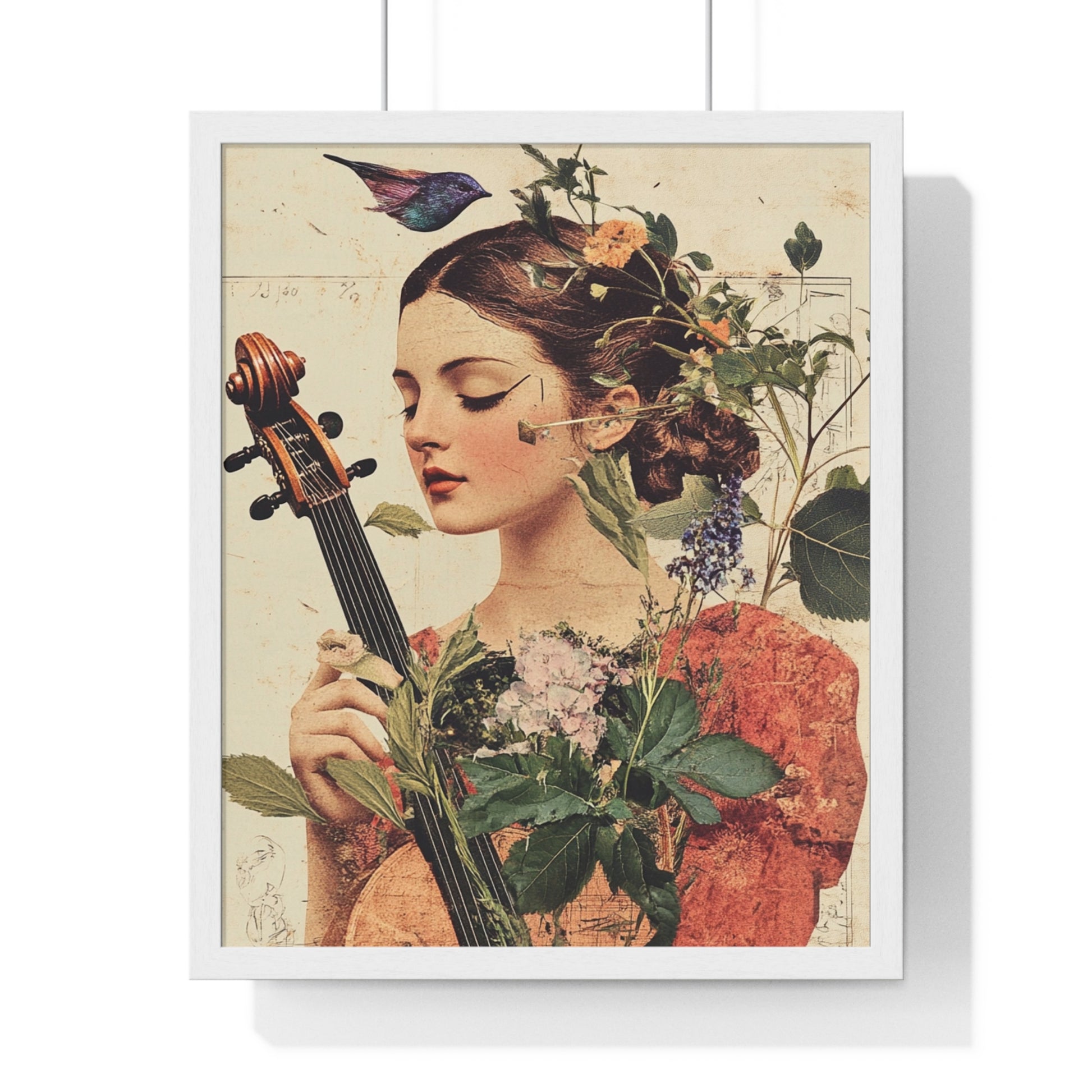 Woman With A Violin V Vertical Framed Poster, Artsulli - Art is Long, Life is Short, Poster, Size, 16" x 20", Color, White, , , 11076526509300244614