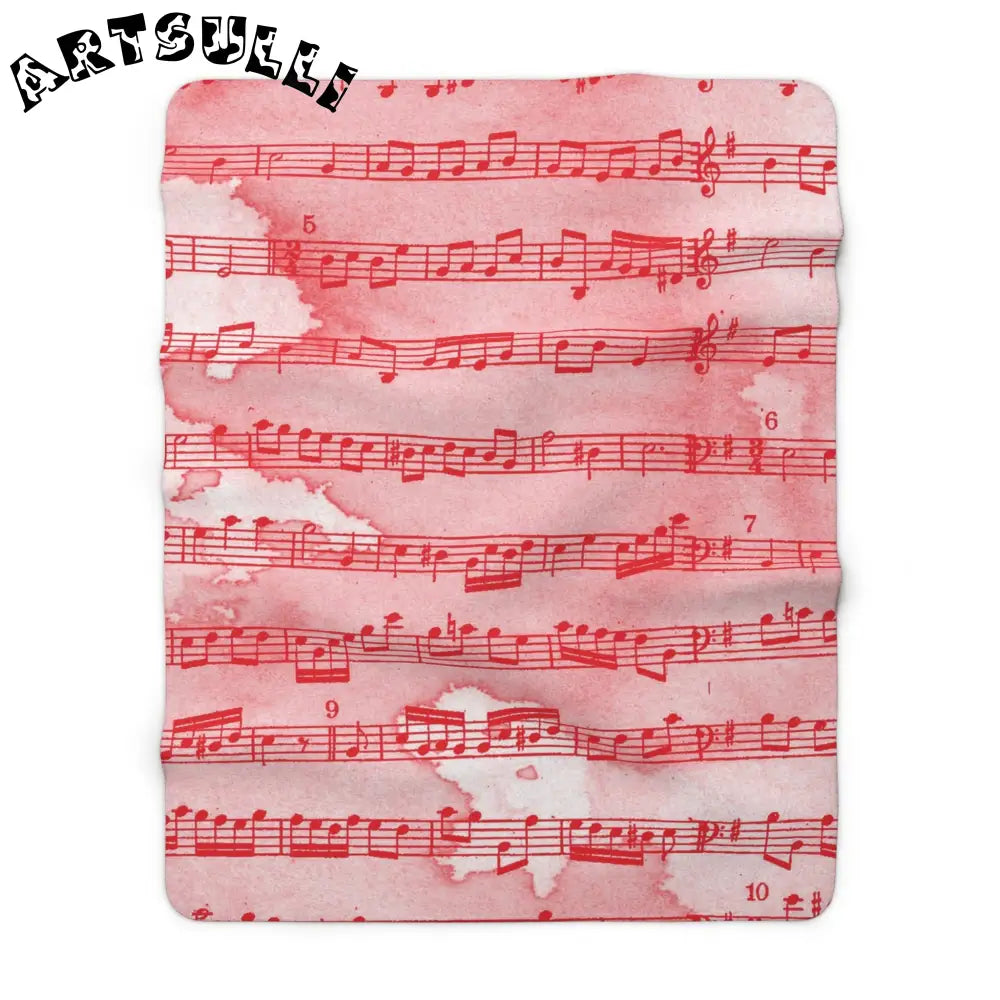 JAKKOUTTHEBXX Pink Watercolor Sheet Music Fleece Blanket 2025