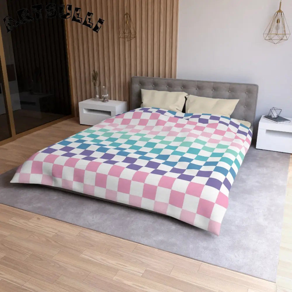 JAKKOUTTHEBXX Vaporwave Rainbow Checkerboard Multi-Color Microfiber