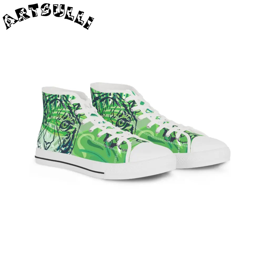 JAKKOUTTHEBXX Tropical Jungle Tigers Lime Green Men’s High Top
