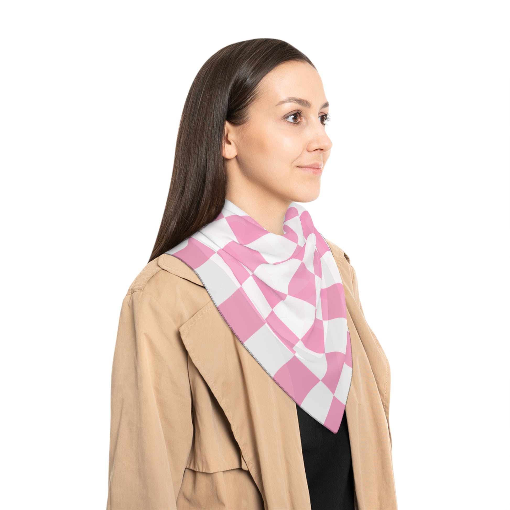 Checkerboard Hot Pink and White Poly Scarf, Artsulli - Art is Long, Life is Short, Accessories, , , , , , , 