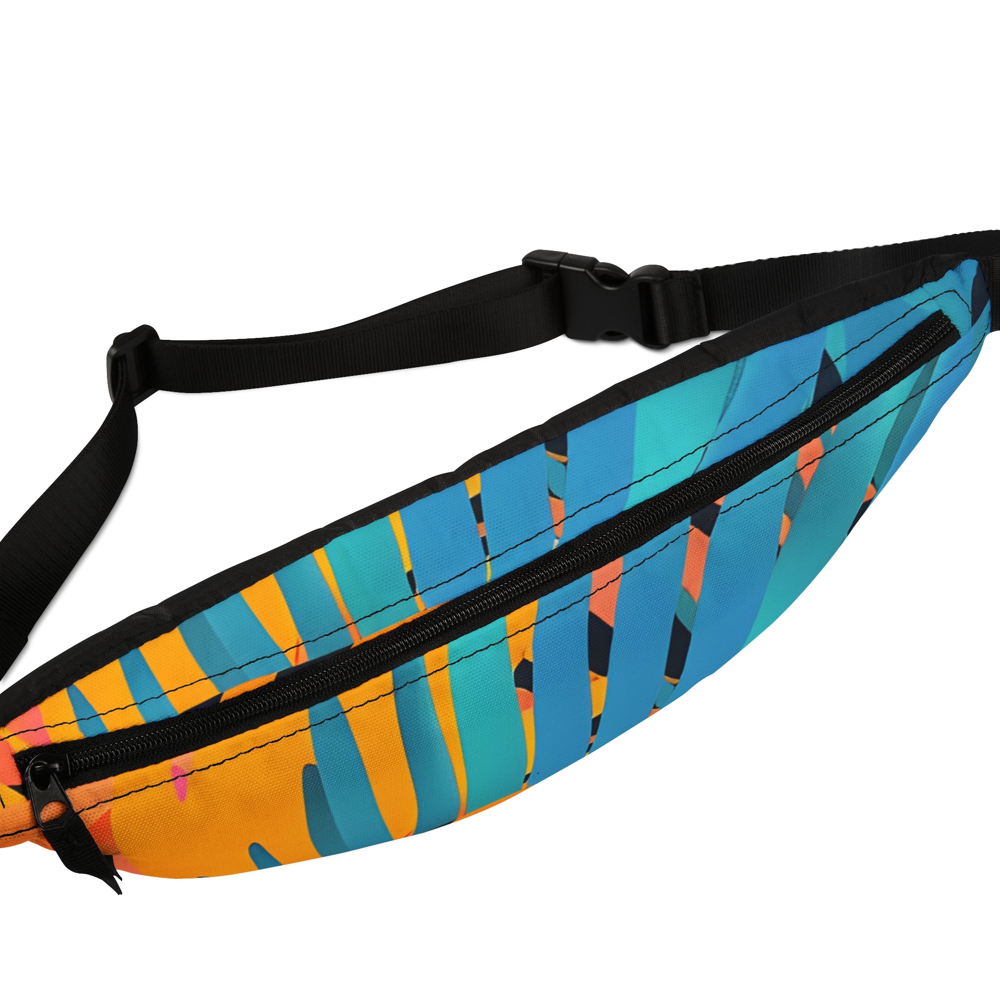 Palm Leaves x Tiger Stripes Orange and Blue Fanny Pack, Artsulli - Art is Long, Life is Short, Bags, , , , , , , 