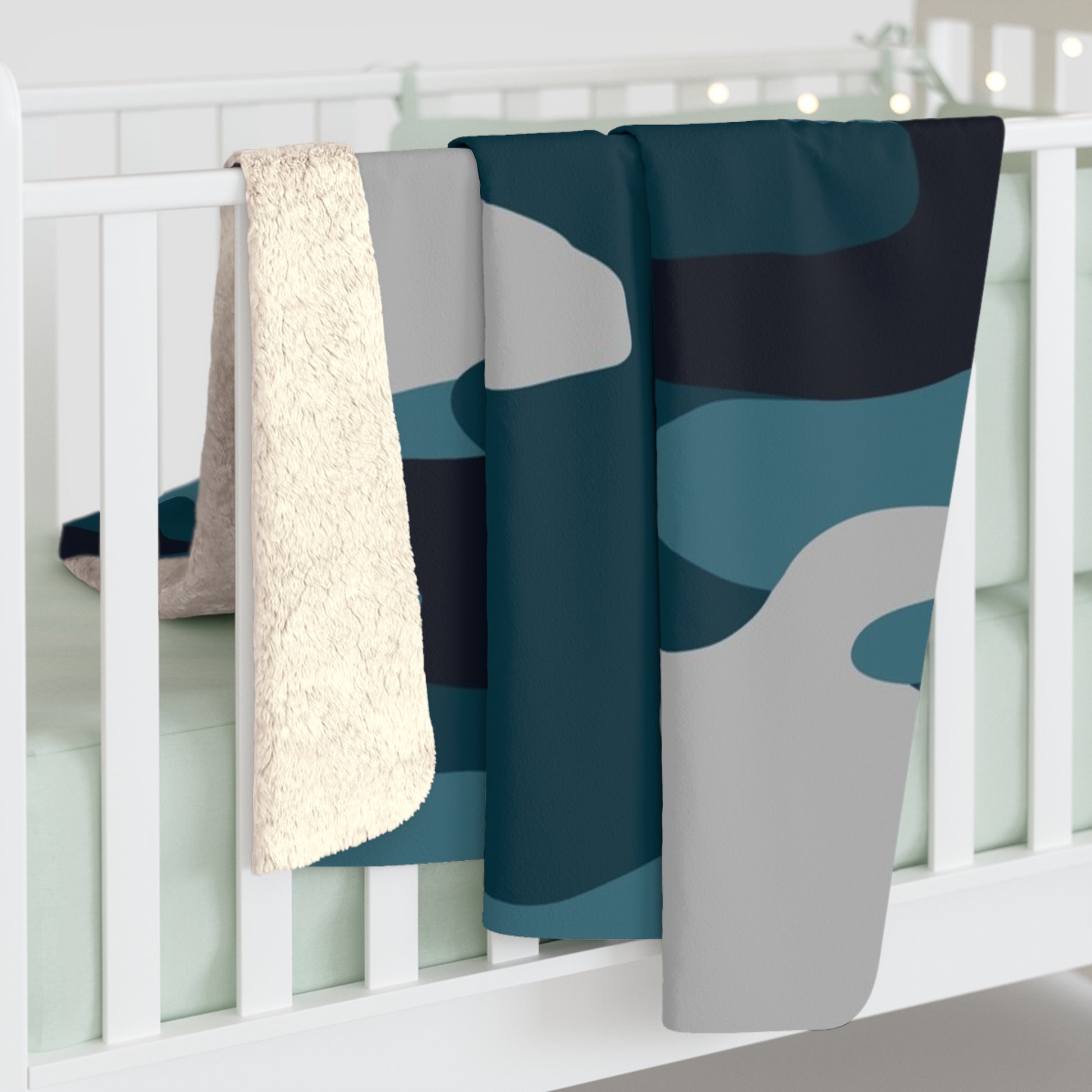 Blue Camouflage Sherpa Fleece Blanket, Artsulli - Art is Long, Life is Short, Home Decor, , , , , , , 