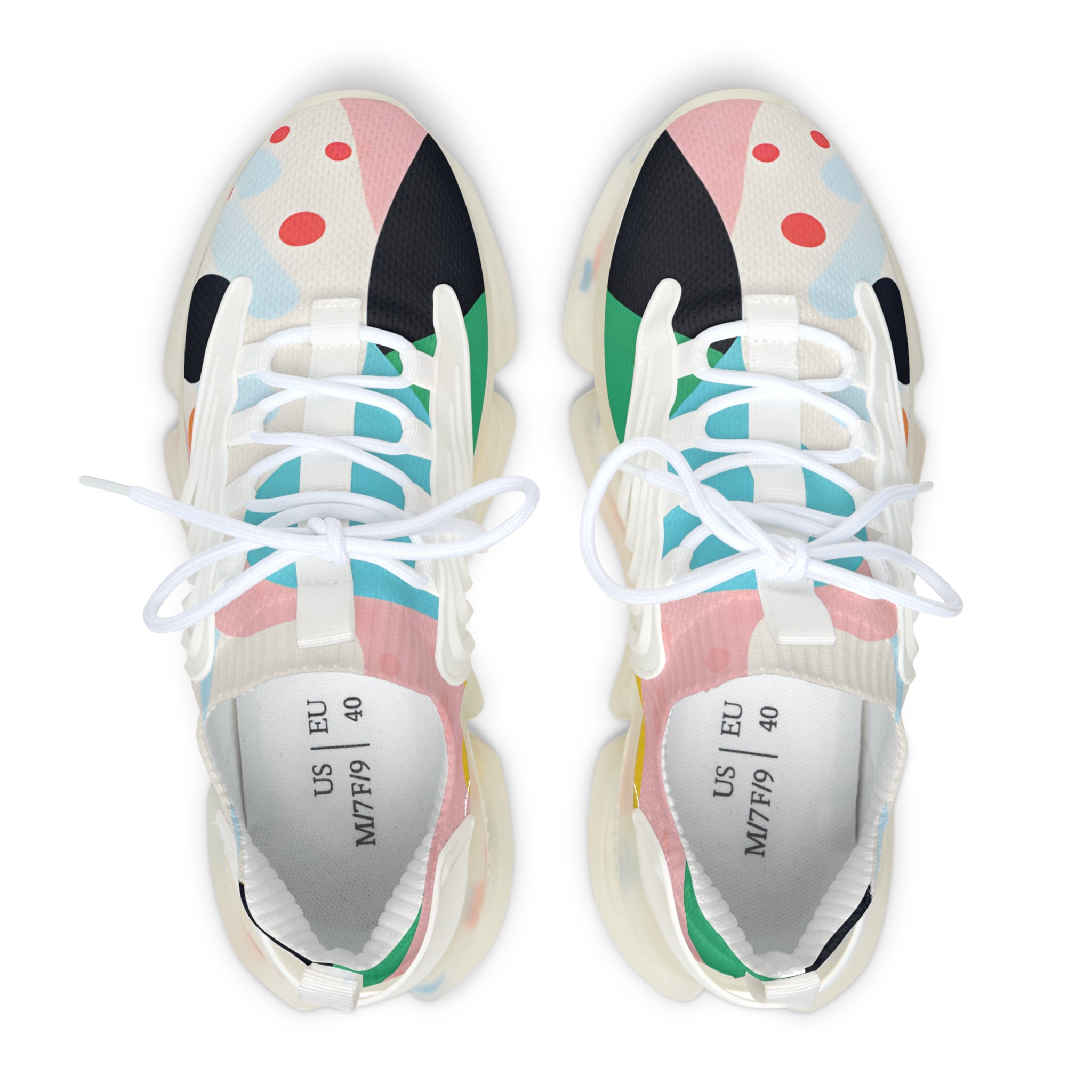 Colorful Abstract Shapes Women's Mesh Sneakers, Artsulli - Art is Long, Life is Short, Shoes, , , , , , , 