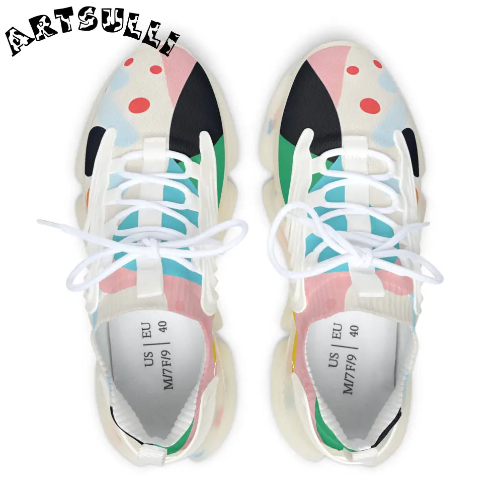 JAKKOUTTHEBXX Colorful Abstract Shapes Women’s Mesh Sneakers
