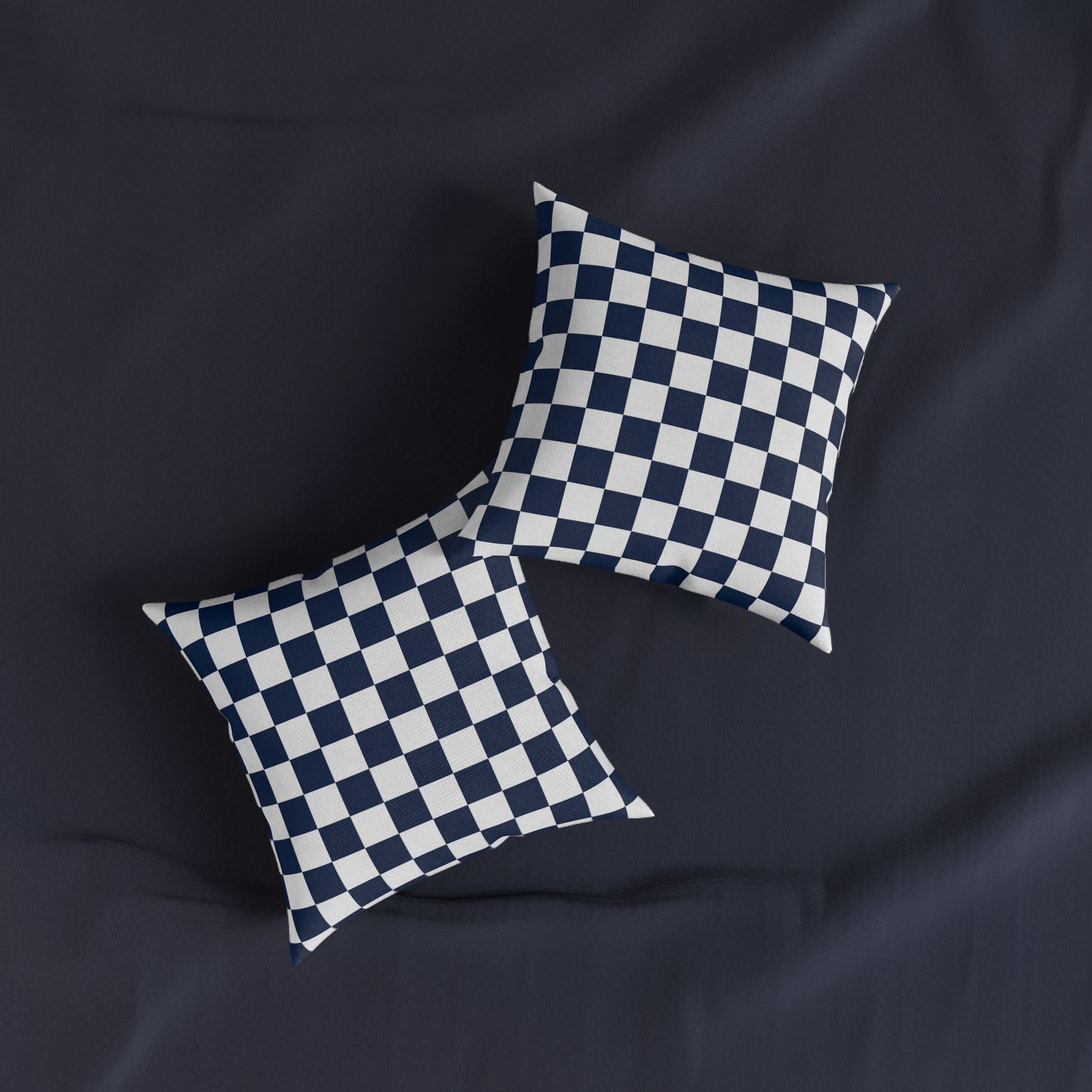 Checkerboard White and Navy Blue Square Pillow, Artsulli - Art is Long, Life is Short, Home Decor, , , , , , , 