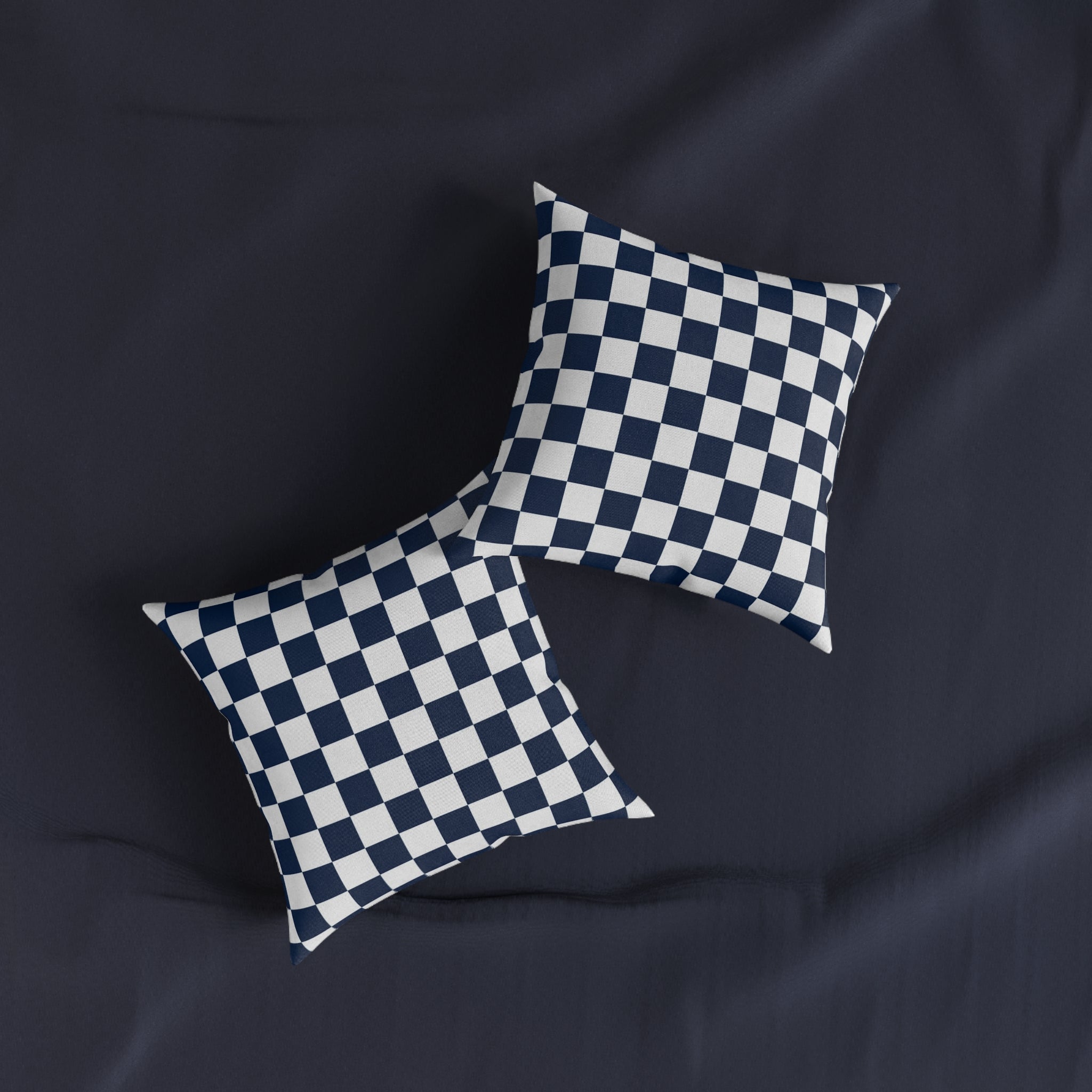 Checkerboard White and Navy Blue Square Pillow, Artsulli - Art is Long, Life is Short, Home Decor, , , , , , , 