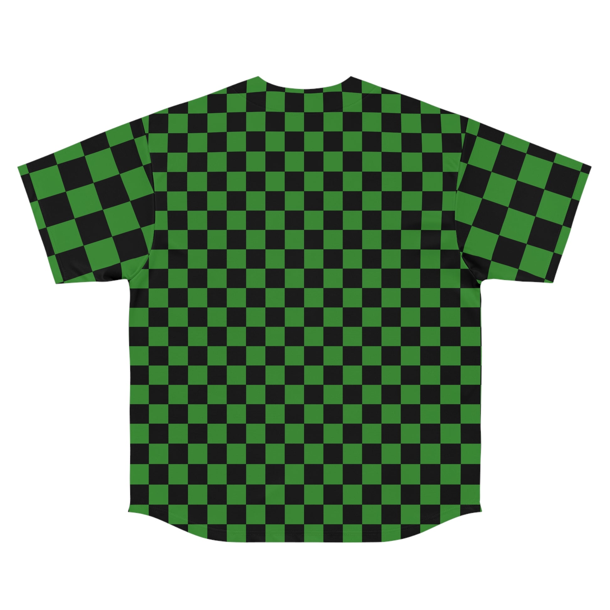 Checkerboard II Green and Black Men's Baseball Jersey (AOP), Artsulli - Art is Long, Life is Short, All Over Prints, , , , , , , 
