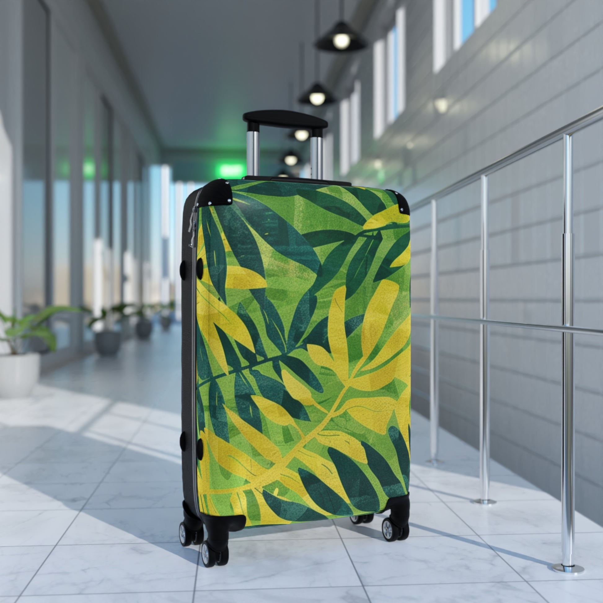 Green Leaf x Yellow Leaf x Tropical x Jungle Suitcase, Artsulli - Art is Long, Life is Short, Bags, , , , , , , 