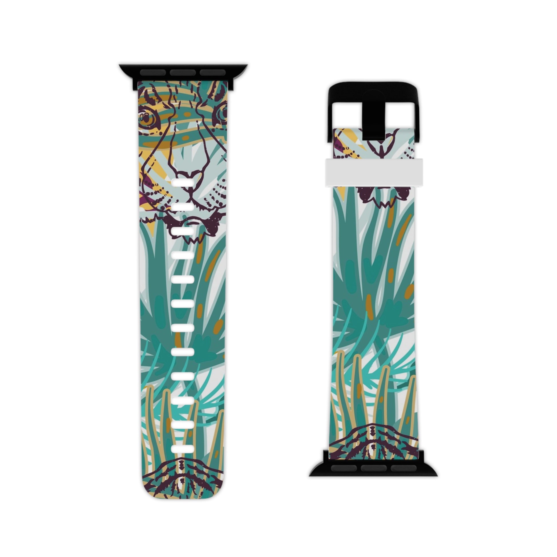 Tropical Jungle Tigers Brown and Green Watch Band for Apple Watch, Artsulli - Art is Long, Life is Short, Accessories, , , , , , , 