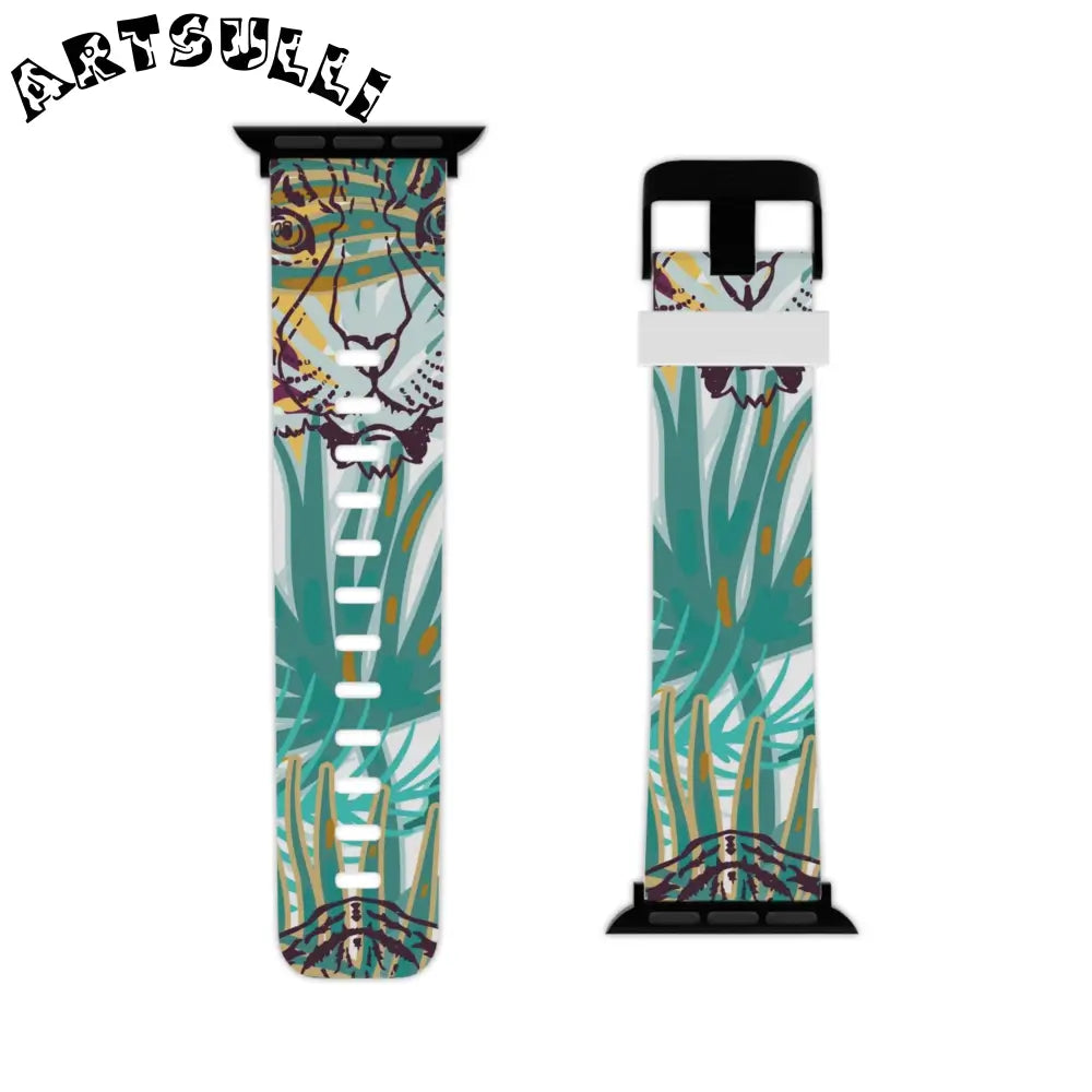 JAKKOUTTHEBXX Tropical Jungle Tigers Brown and Green Watch Band