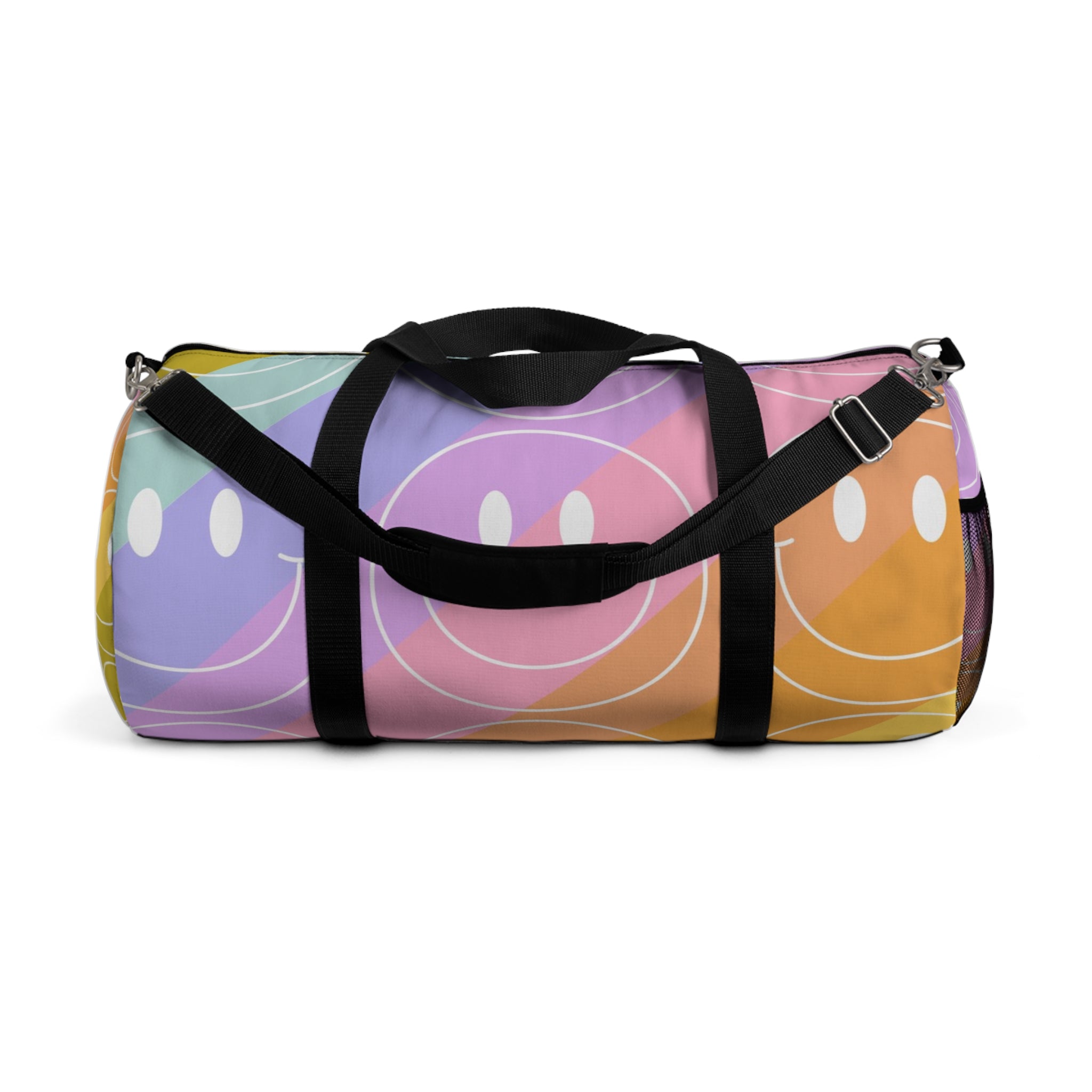 Smiley Face x Rainbow Stripes Multi-Color Duffel Bag, Artsulli - Art is Long, Life is Short, Bags, Size, Large, , , , , 40990352083697