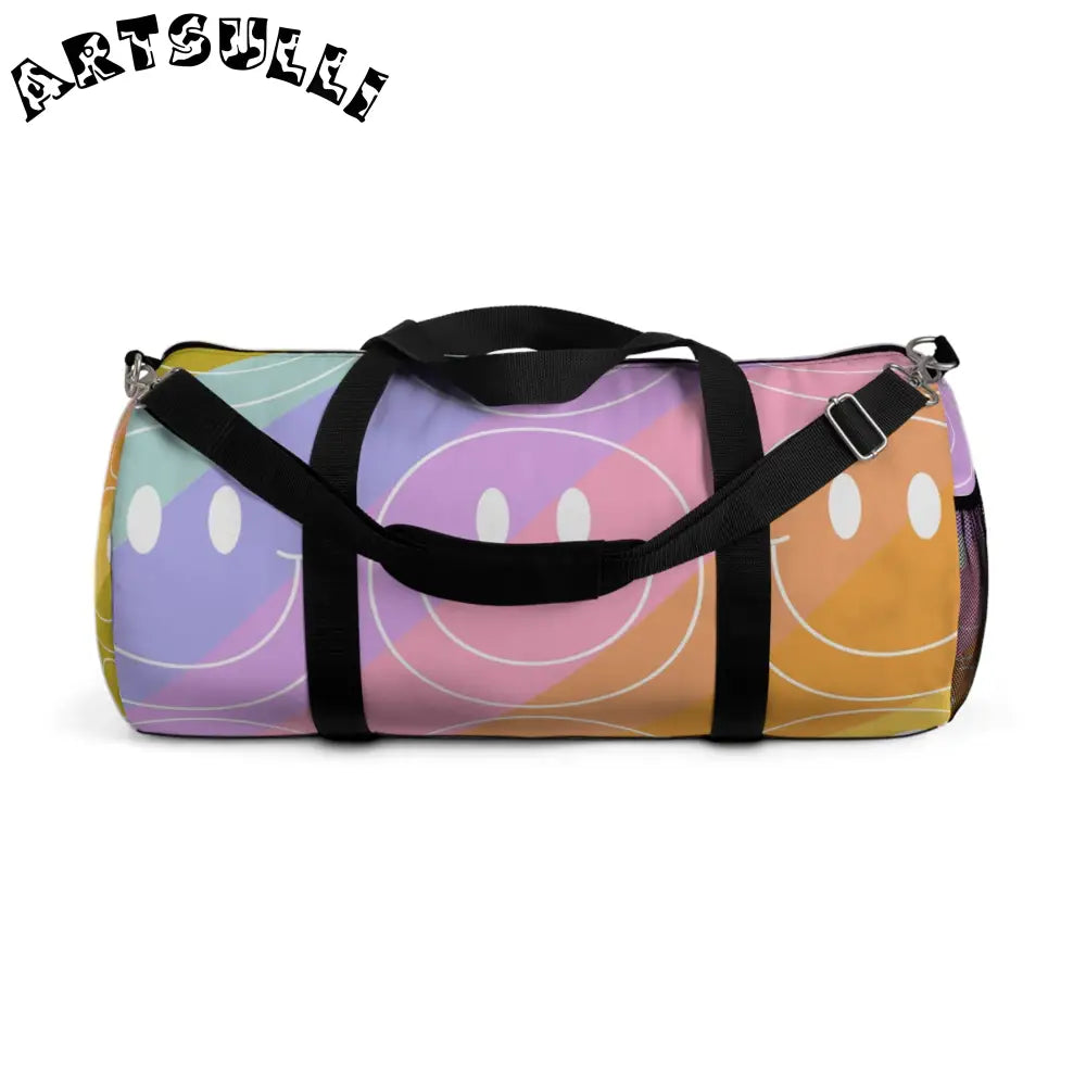 JAKKOUTTHEBXX Smiley Face x Rainbow Stripes Multi-Color Duffel Bag