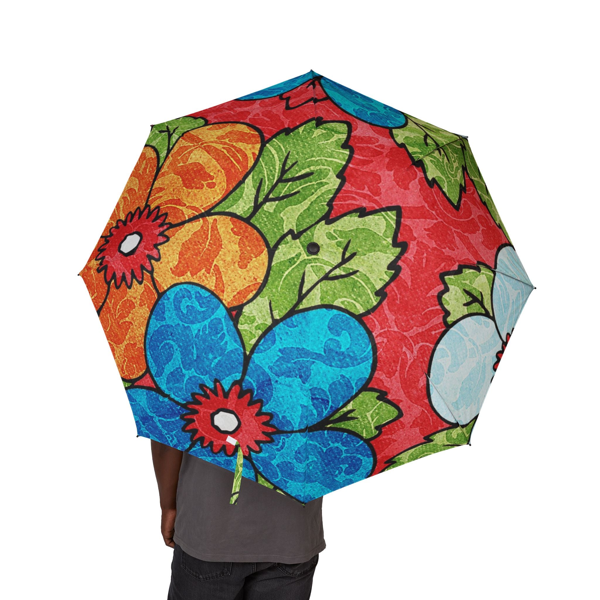 Groovy Red Floral Kl Semi-Automatic Foldable Umbrella, Artsulli - Art is Long, Life is Short, Accessories, , , , , , , 