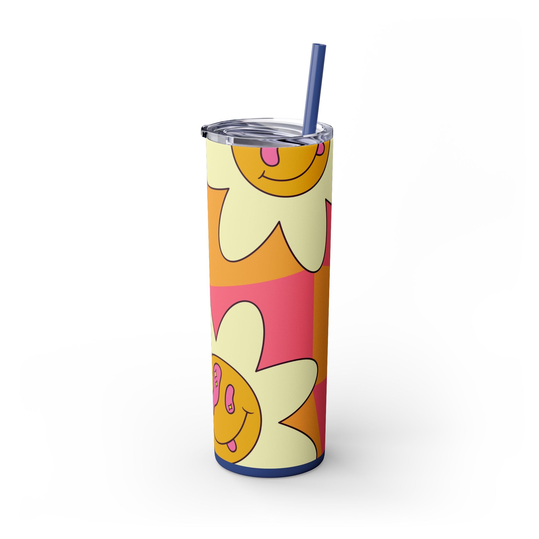 Trippy Sour Face Rave Skinny Tumbler with Straw, 20oz, Artsulli - Art is Long, Life is Short, Mug, , , , , , , 