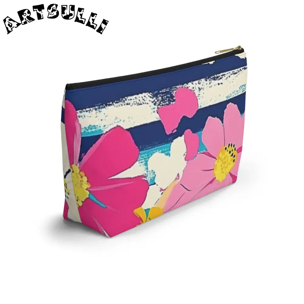 JAKKOUTTHEBXX Dayglo Floral Stripes Multi-Color Accessory Pouch w