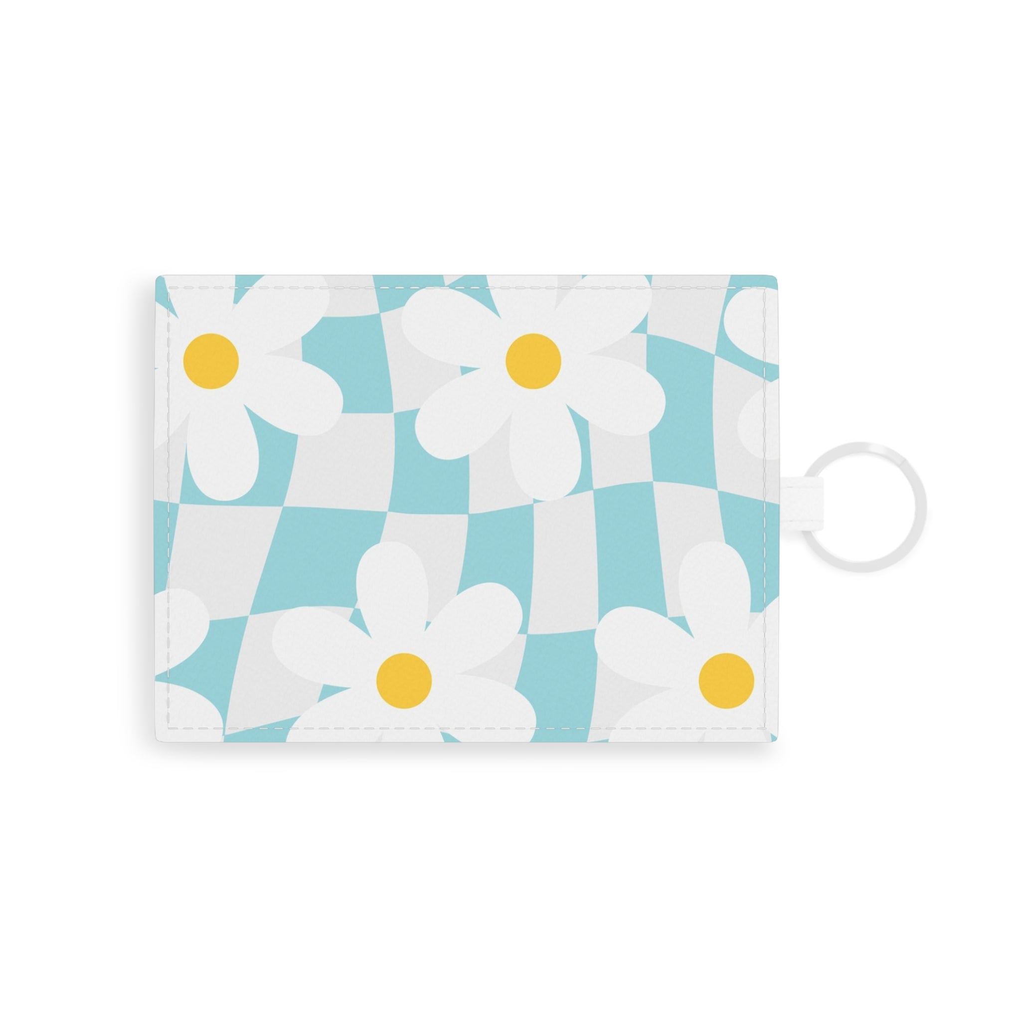 Trippy Check Garden Saffiano Leather Card Holder, Artsulli - Art is Long, Life is Short, Accessories, Size, One size, Color, White, , , 21540511136397291133