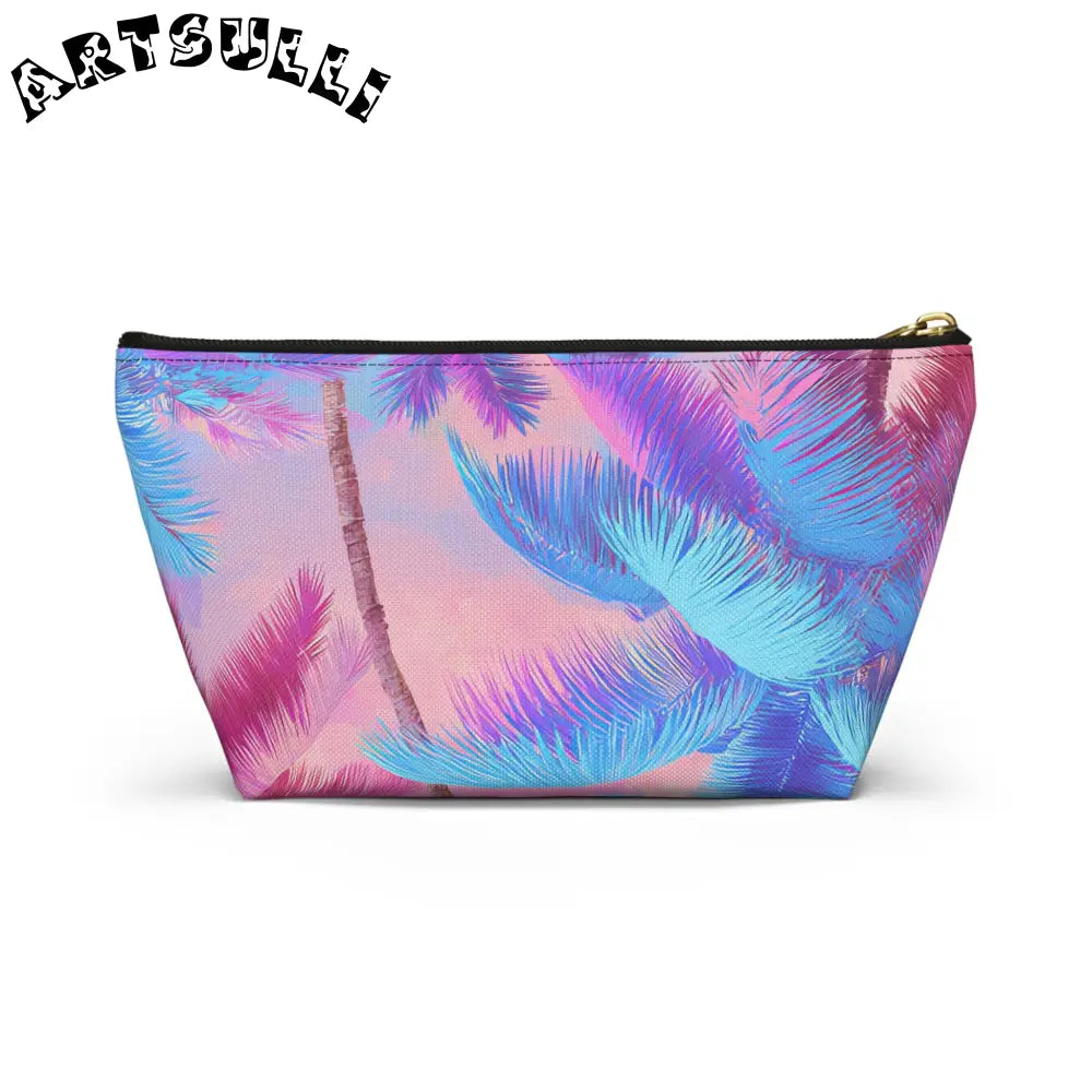 JAKKOUTTHEBXX Ethereal Pastel Palms II Blue and Pink Accessory Pouch