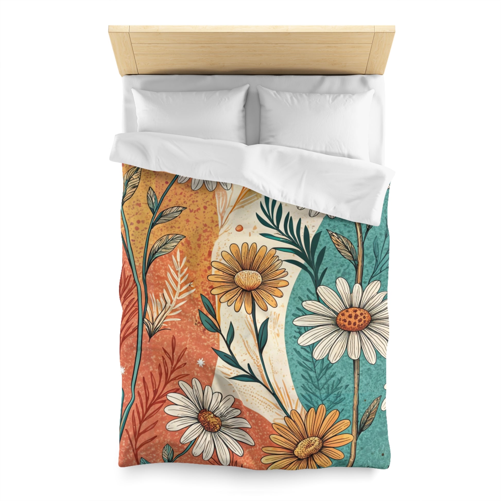 Retro Daisy Dream Microfiber Duvet Cover, Artsulli - Art is Long, Life is Short, Home Decor, , , , , , , 