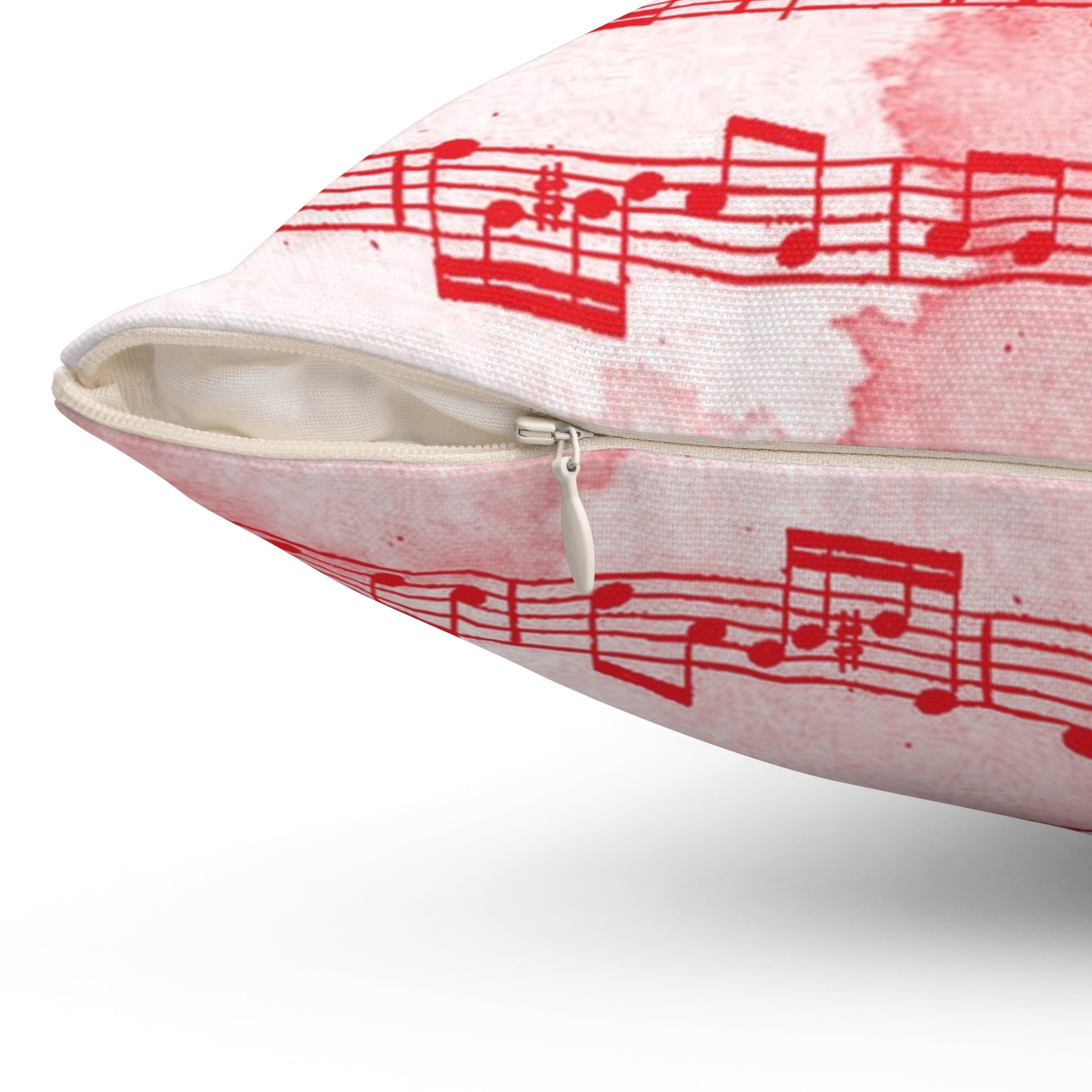 Drip Spill Type Beat Sheet Music II Red Spun Polyester Square Pillow, Artsulli - Art is Long, Life is Short, Home Decor, , , , , , , 