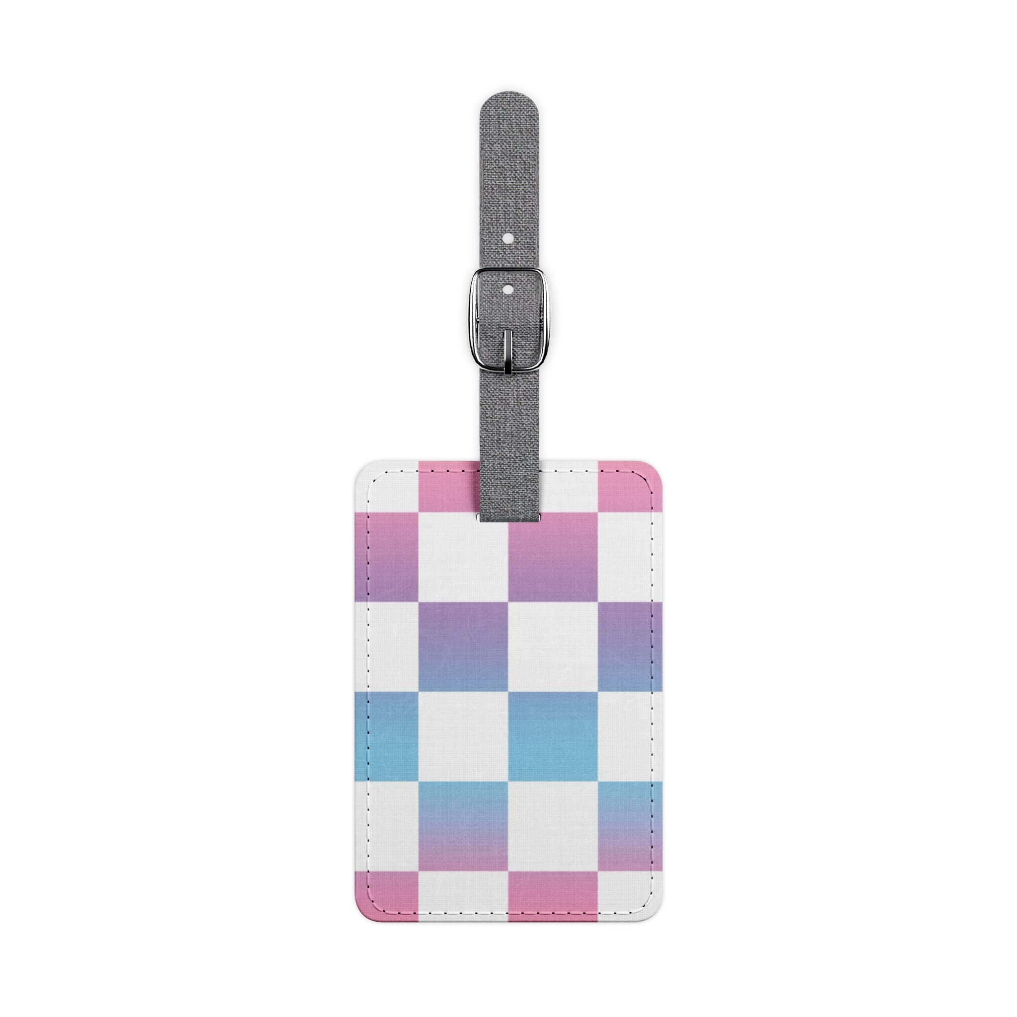 Vaporwave Check Saffiano Polyester Luggage Tag, Rectangle, Artsulli - Art is Long, Life is Short, Accessories, Size, One size, Shape, Rectangle, , , 12594548881065519881
