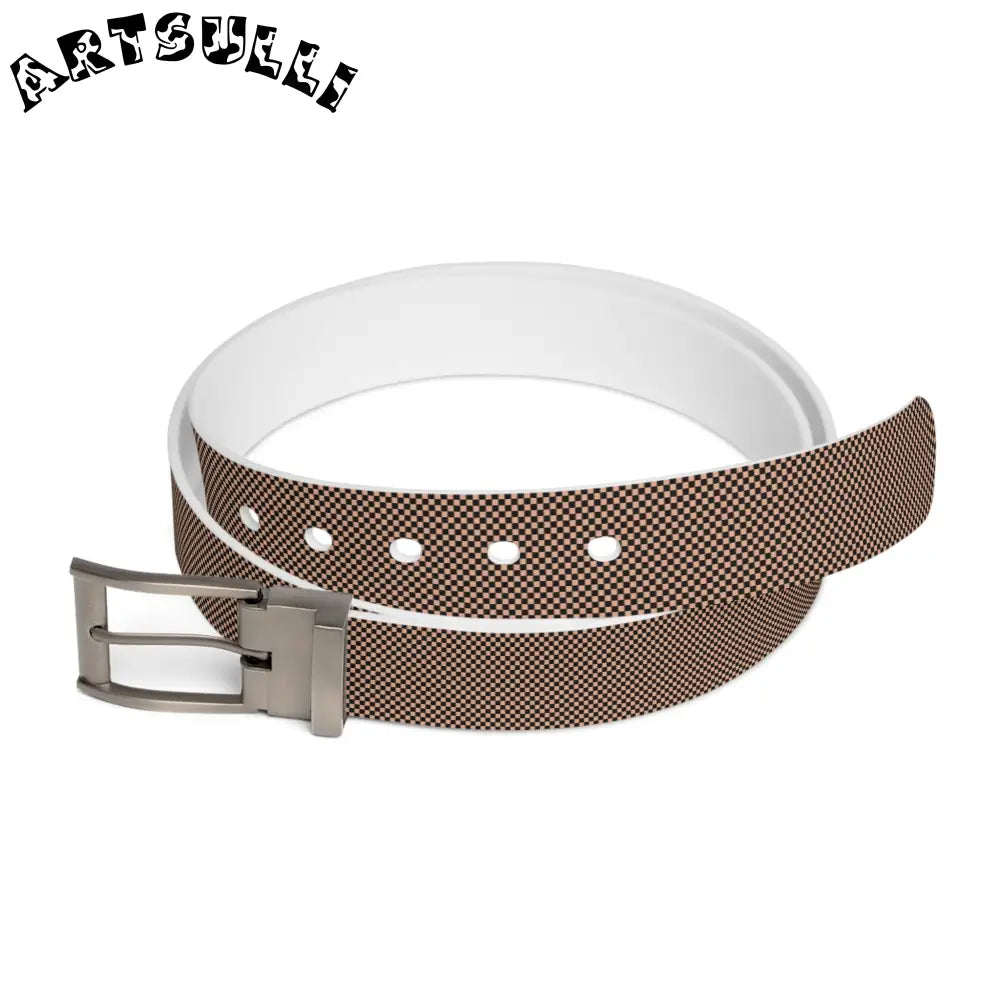 JAKKOUTTHEBXX Checkerboard Soft Orange and Black Belt JAKKOUTTHEBXX