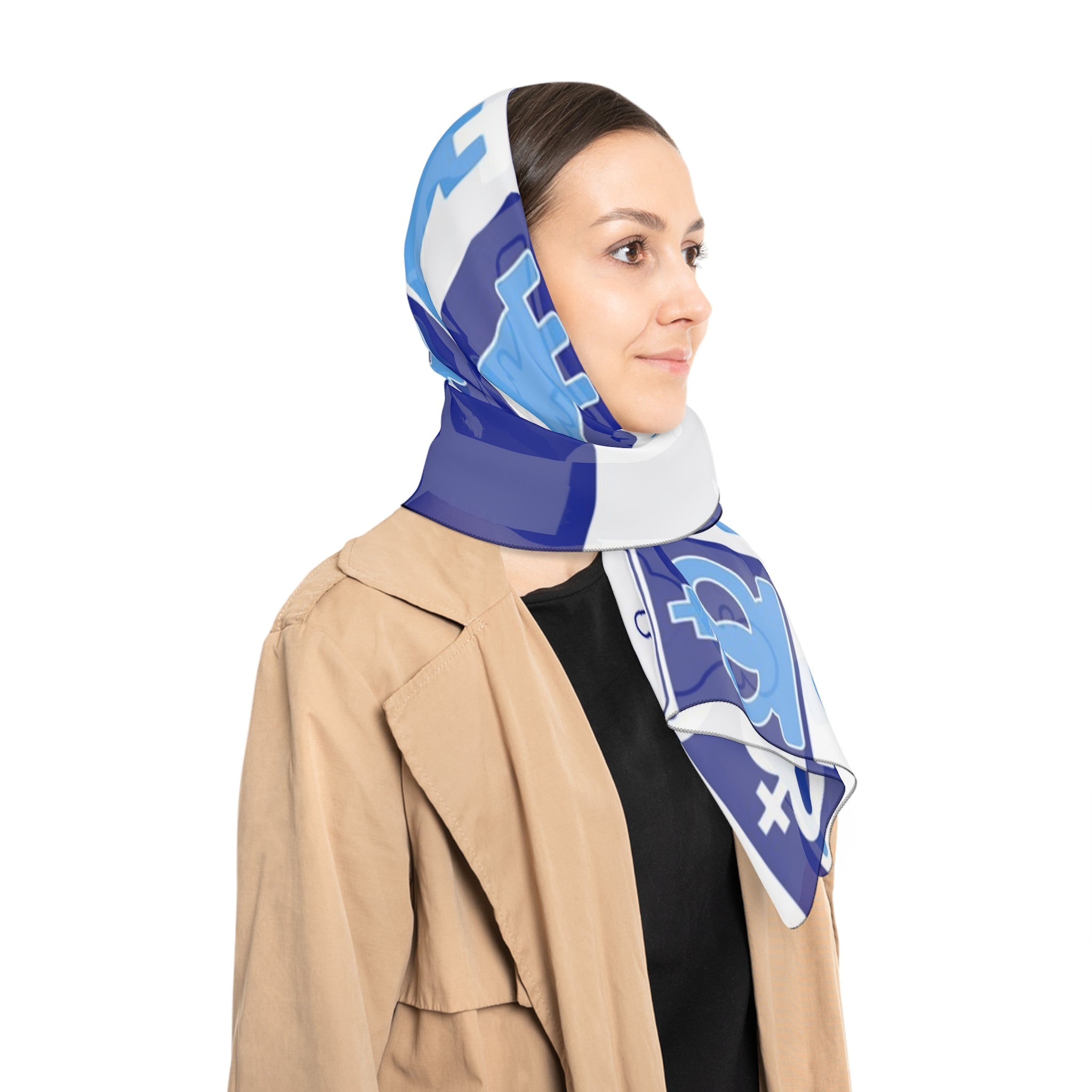 Chessboard Royal Blue & Navy Blue Poly Scarf, Artsulli - Art is Long, Life is Short, Accessories, , , , , , , 