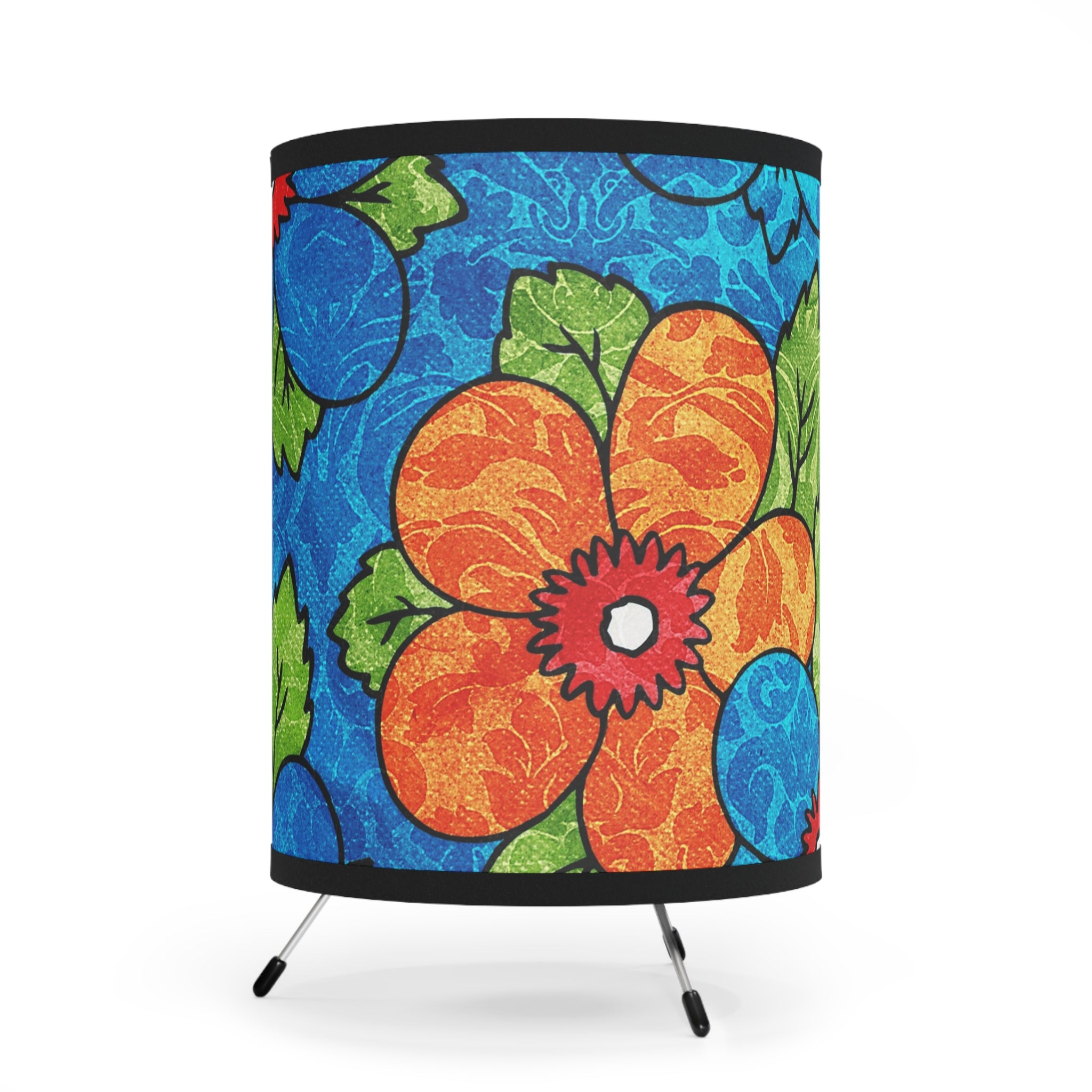 Blue Orange Groovy Tripod Lamp with High-Res Printed Shade, US\CA plug, Artsulli - Art is Long, Life is Short, Home Decor, , , , , , , 
