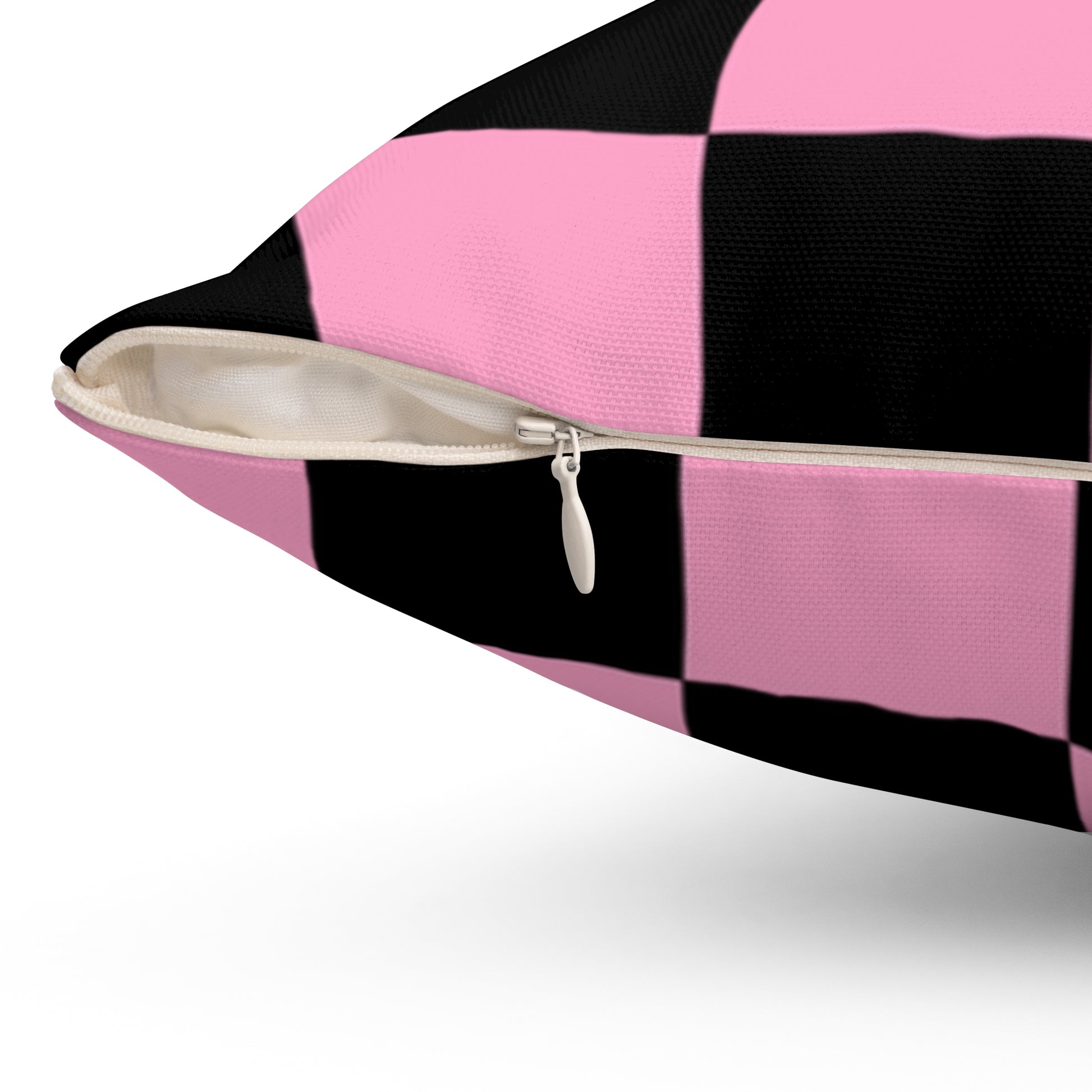 Checkerboard Black and Pink Spun Polyester Square Pillow, Artsulli - Art is Long, Life is Short, Home Decor, , , , , , , 