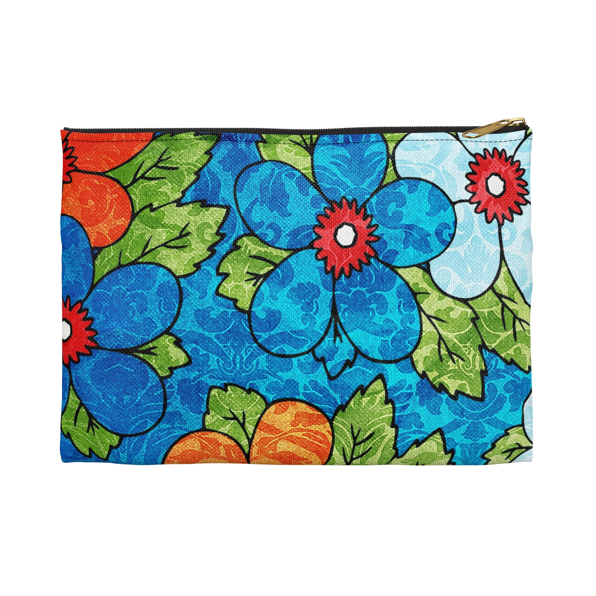 Blue Orange Groovy Accessory Pouch, Artsulli - Art is Long, Life is Short, Bags, Size, Small, Color, Black zipper, , , 21804866542539119558