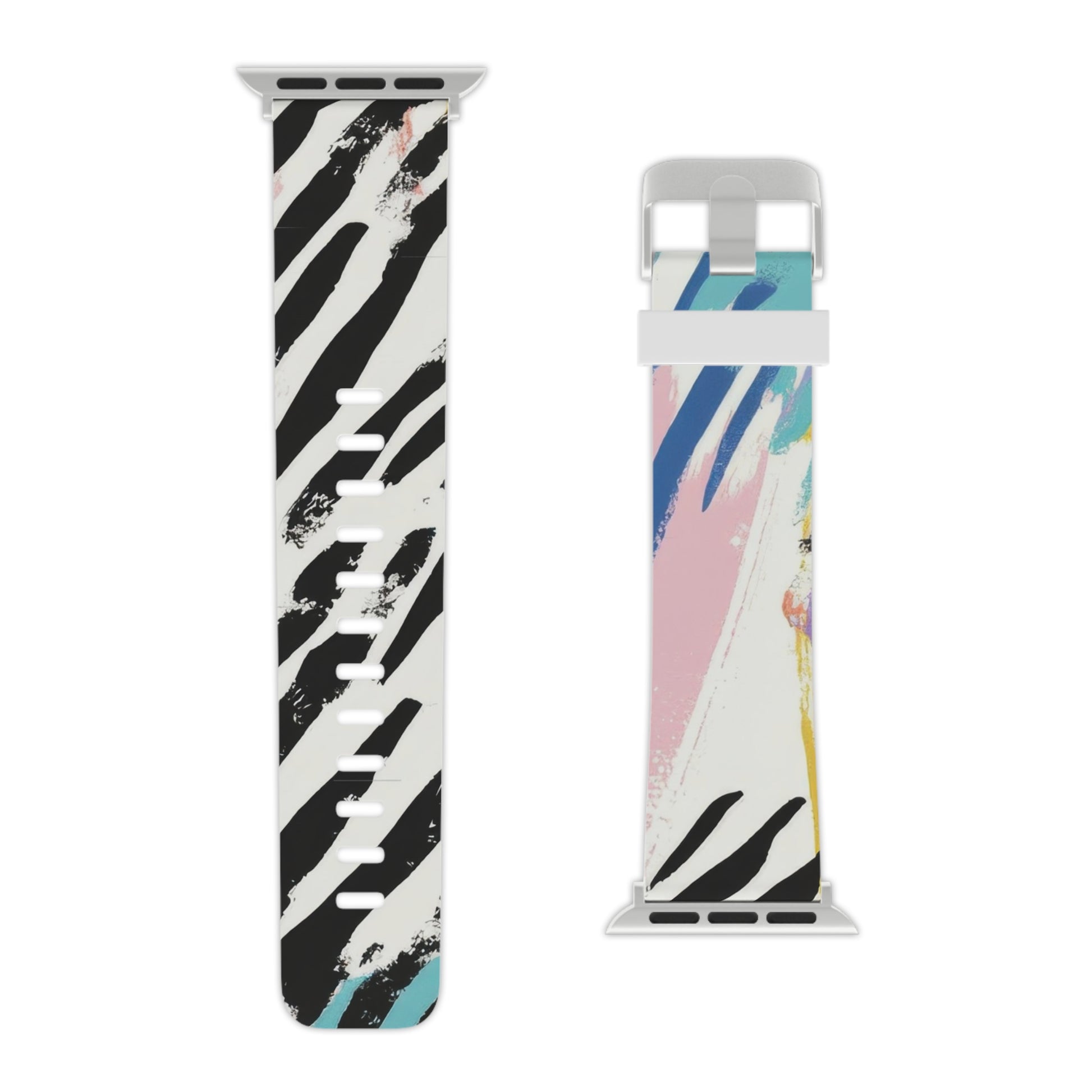Wild Zebra Stripes x Paint Brush Strokes Multi-Color III Watch Band for Apple Watch, Artsulli - Art is Long, Life is Short, Accessories, , , , , , , 