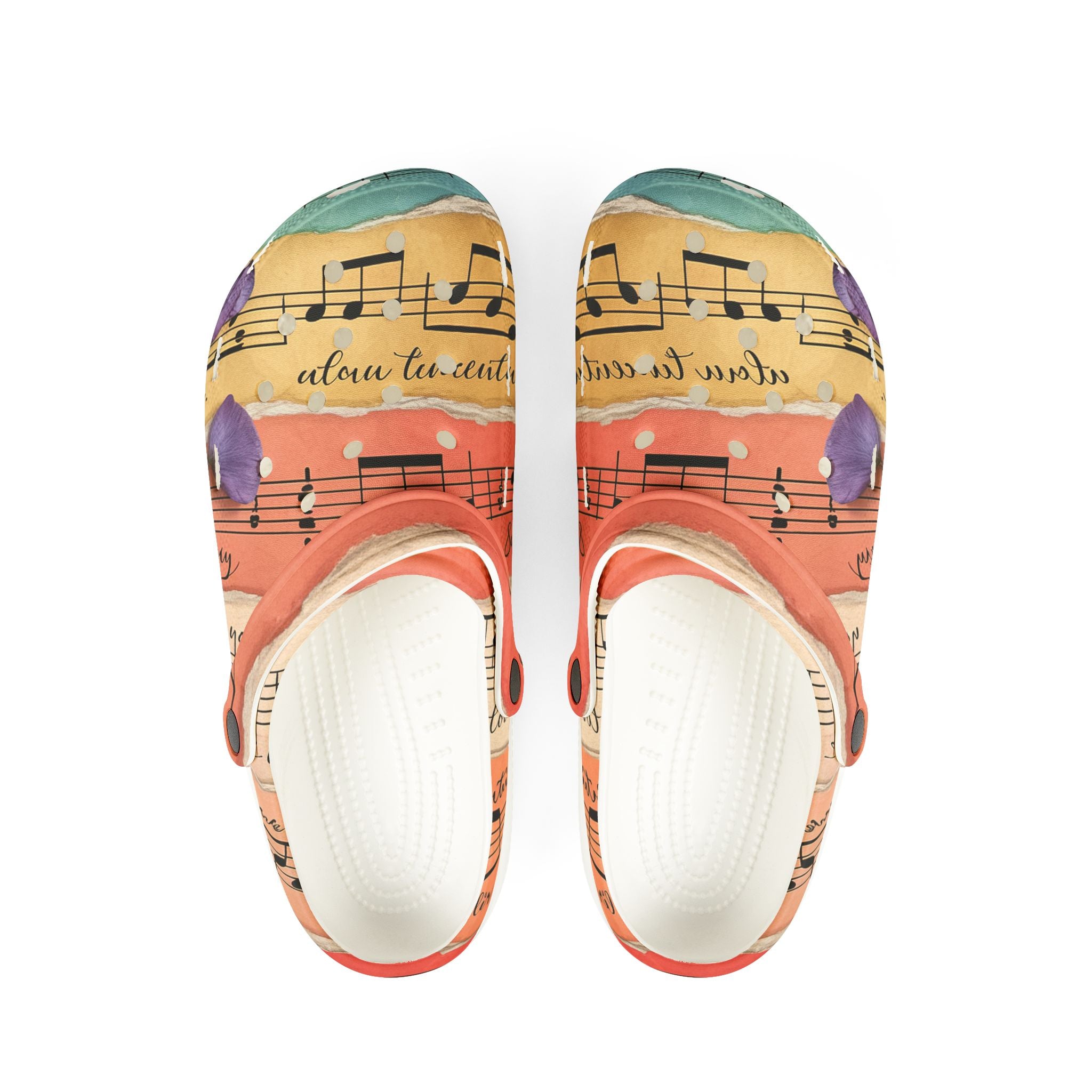 Torn Type Beat Sheet Music Multi-Color EVA Foam Rubber Shoes (AOP), Artsulli - Art is Long, Life is Short, Shoes, Size, US 6 (Women's), Color, White, , , 15232811475305056510