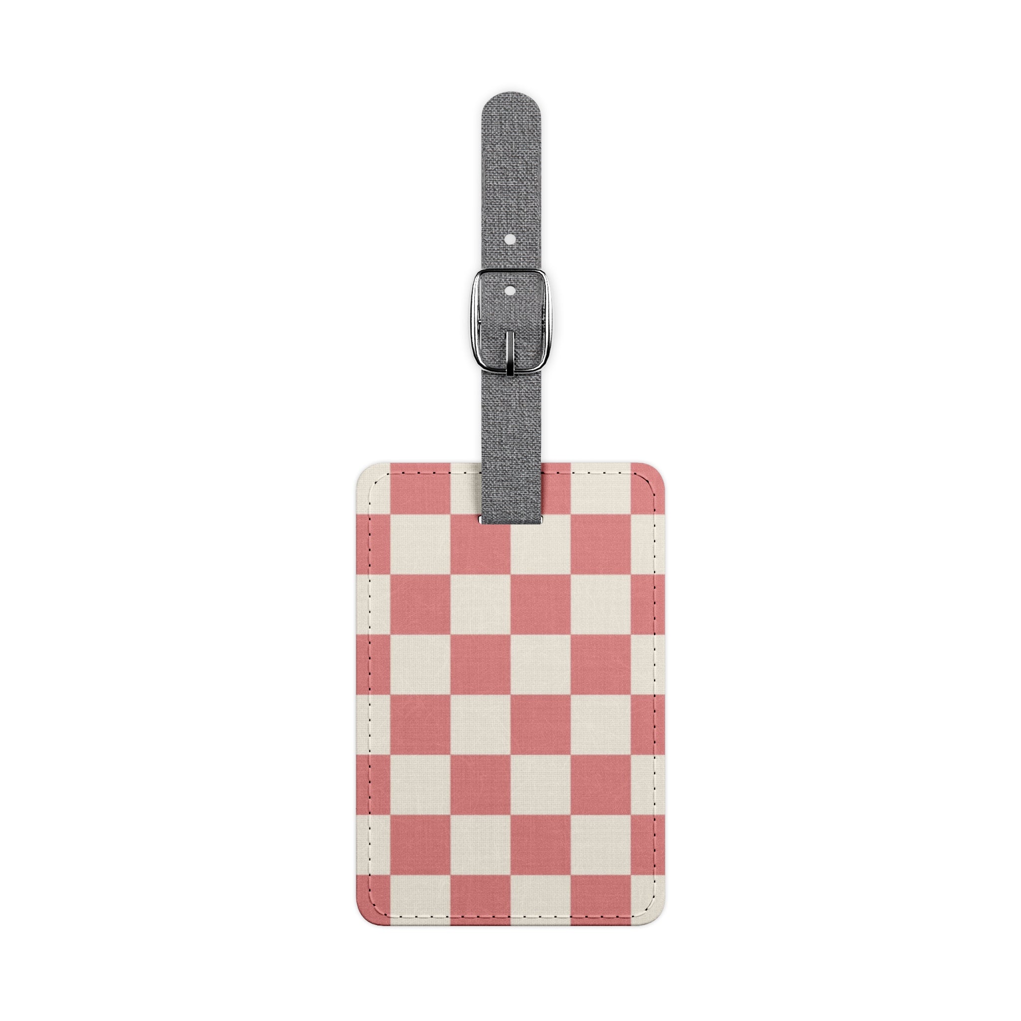 Retro Checkered Grassland Sprites Saffiano Polyester Luggage Tag, Rectangle, Artsulli - Art is Long, Life is Short, Accessories, Size, One size, Shape, Rectangle, , , 22530443286470904541