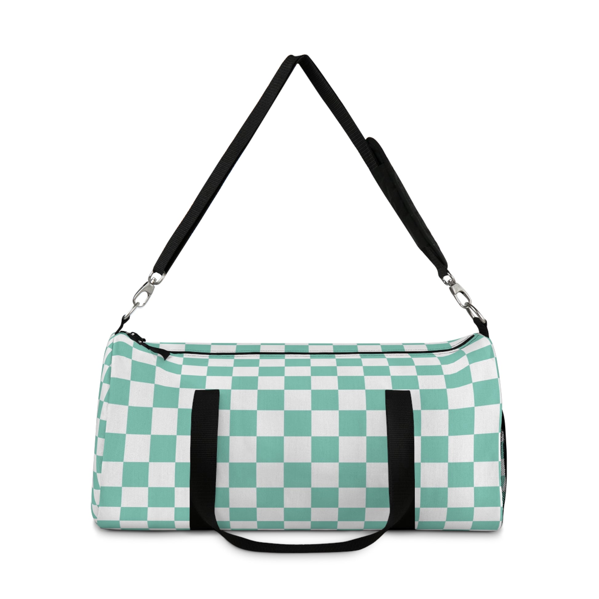 Checkerboard Light Green Duffel Bag, Artsulli - Art is Long, Life is Short, Bags, , , , , , , 