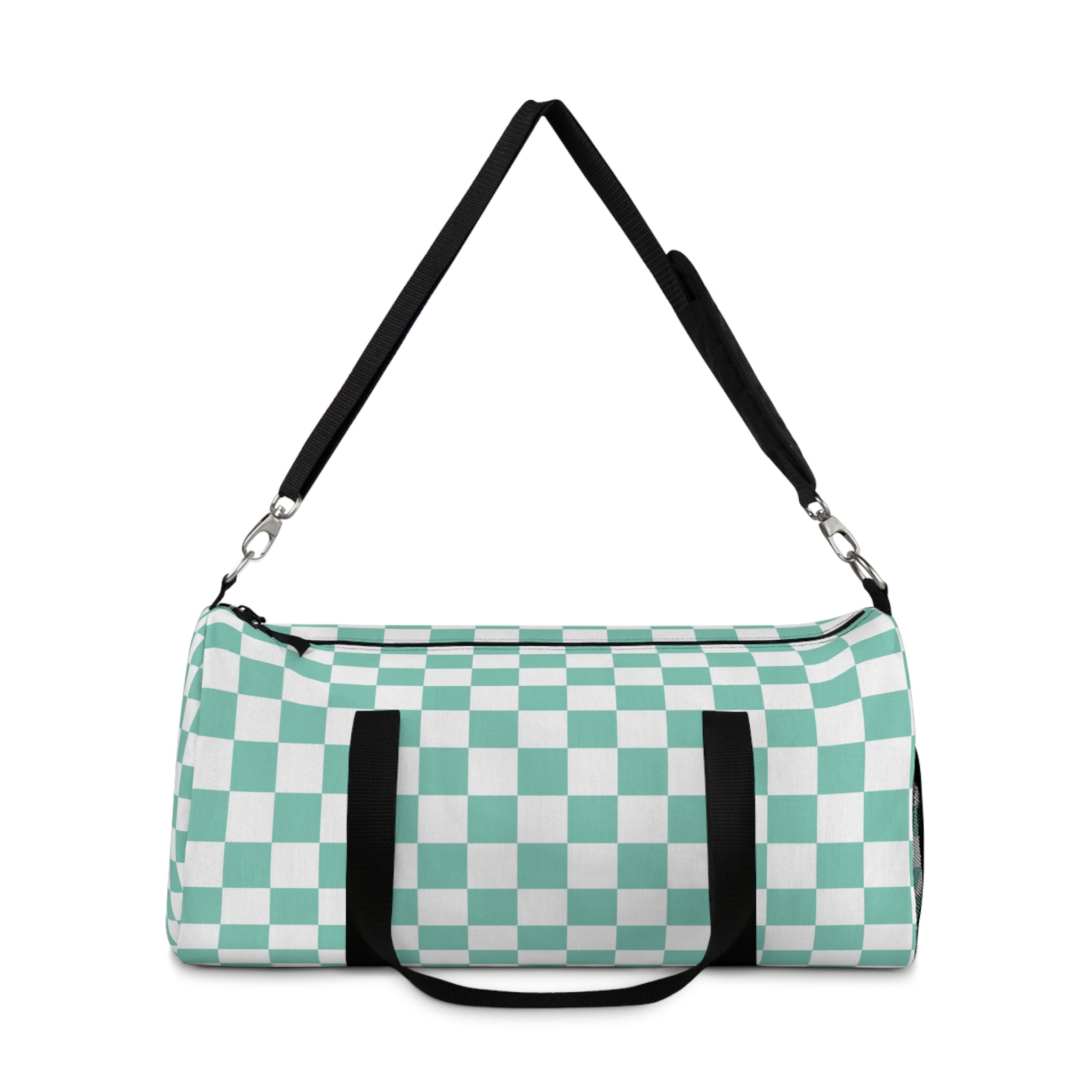 Checkerboard Light Green Duffel Bag, Artsulli - Art is Long, Life is Short, Bags, , , , , , , 