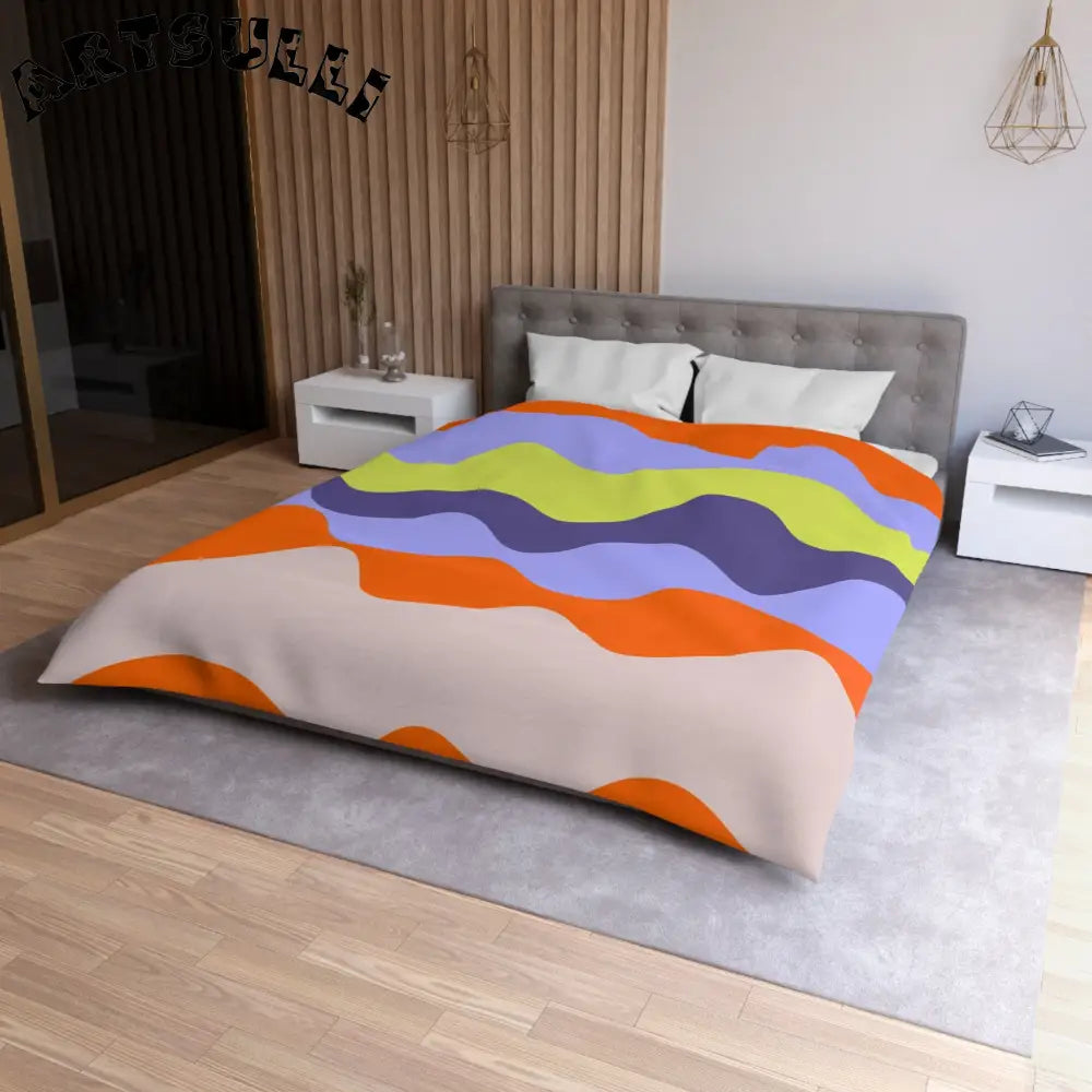 JAKKOUTTHEBXX Waves Red and Blue Microfiber Duvet Cover