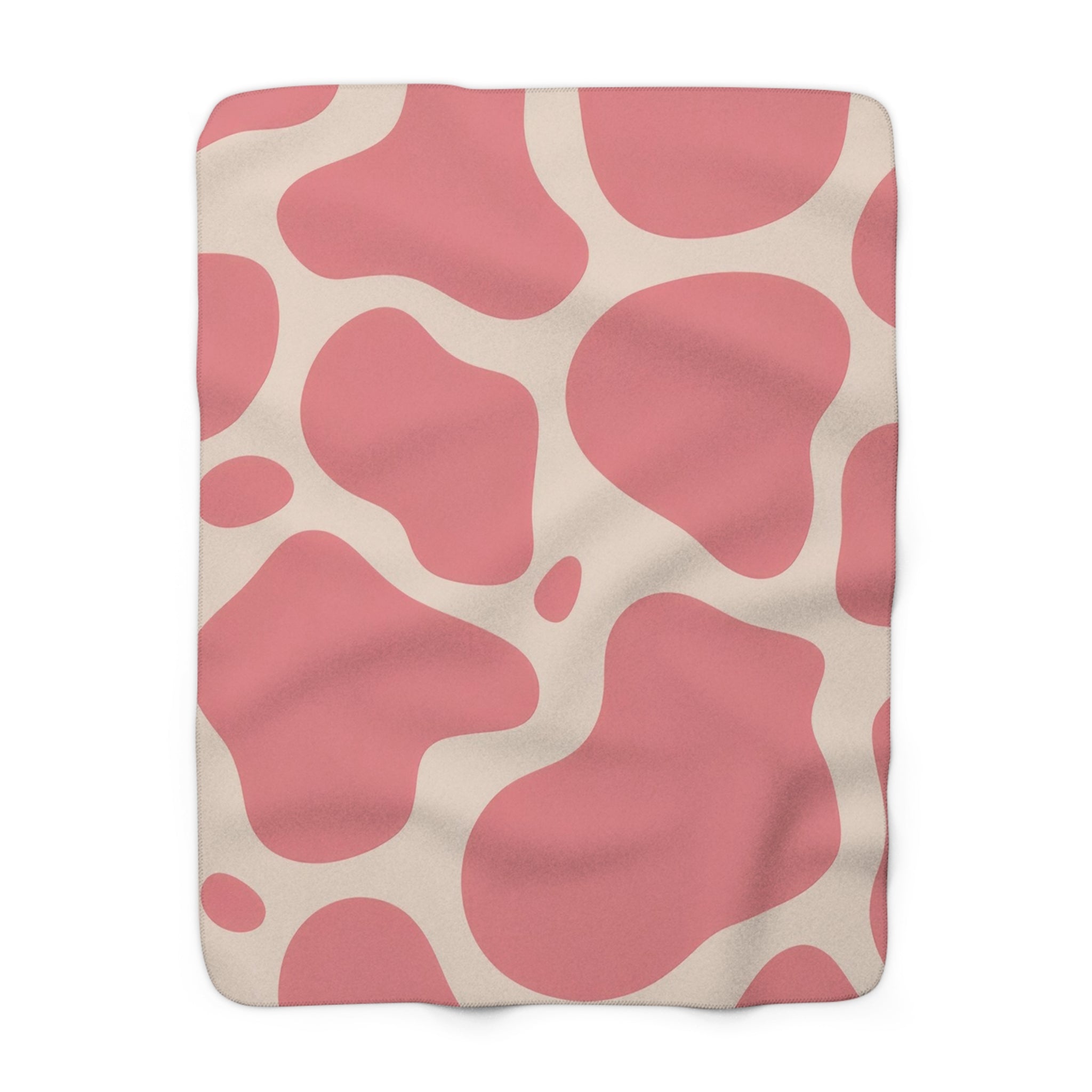 Pink and White Animal Print Sherpa Fleece Blanket, Artsulli - Art is Long, Life is Short, Home Decor, Size, 50" × 60", , , , , 24451987614784906571