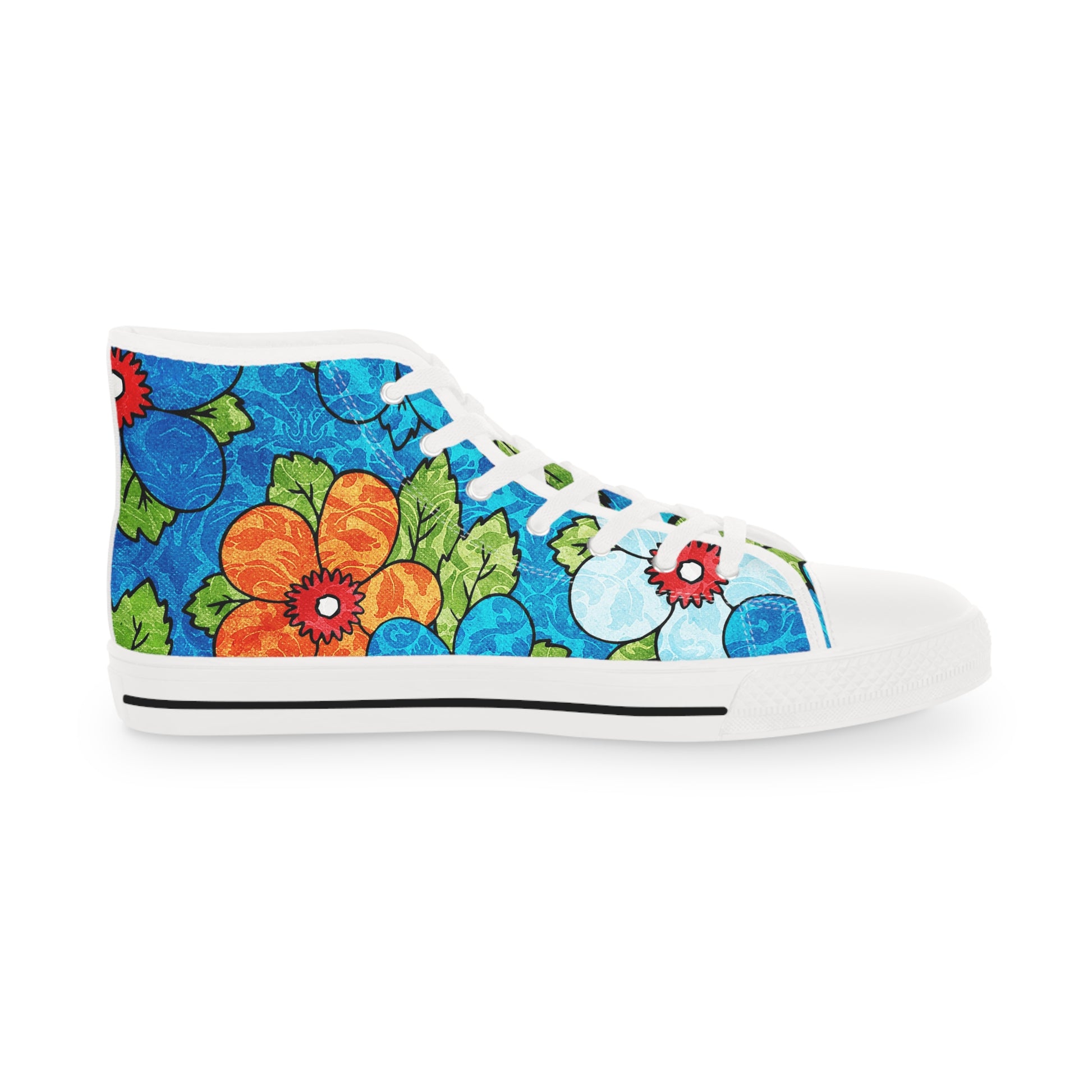 Blue Orange Groovy II Men's High Top Sneakers, Artsulli - Art is Long, Life is Short, Shoes, , , , , , , 