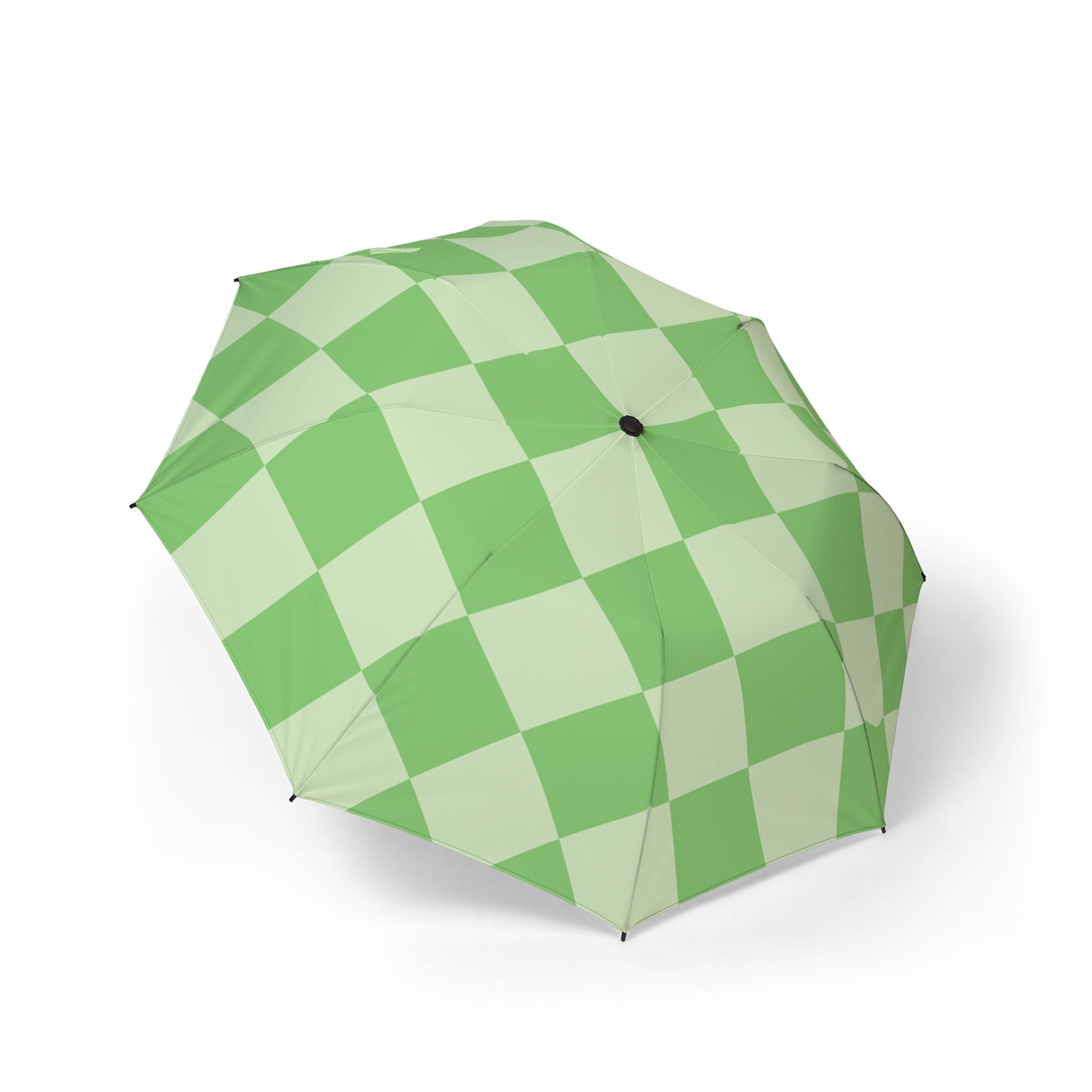 Checkerboard Green Semi-Automatic Foldable Umbrella, Artsulli - Art is Long, Life is Short, Accessories, Size, One size, , , , , 25387810033907401428
