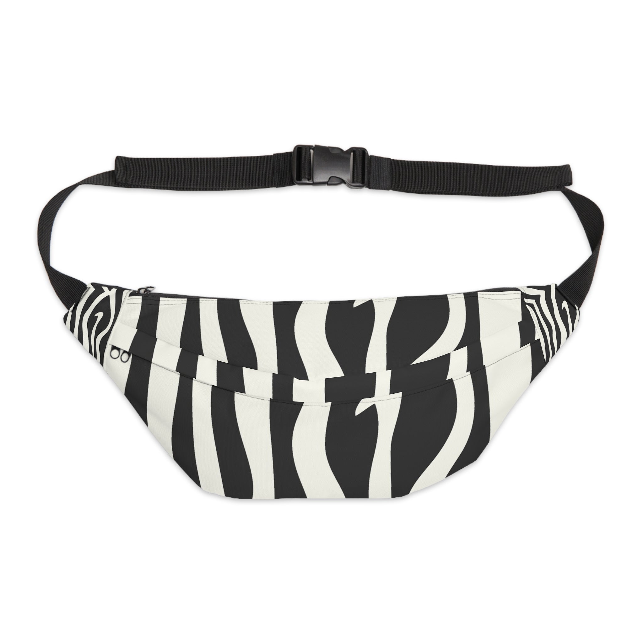 Melting Zebra Stripes Black and White Large Fanny Pack, Artsulli - Art is Long, Life is Short, Bags, Size, 8" × 9" × 4'', , , , , 69327643114206