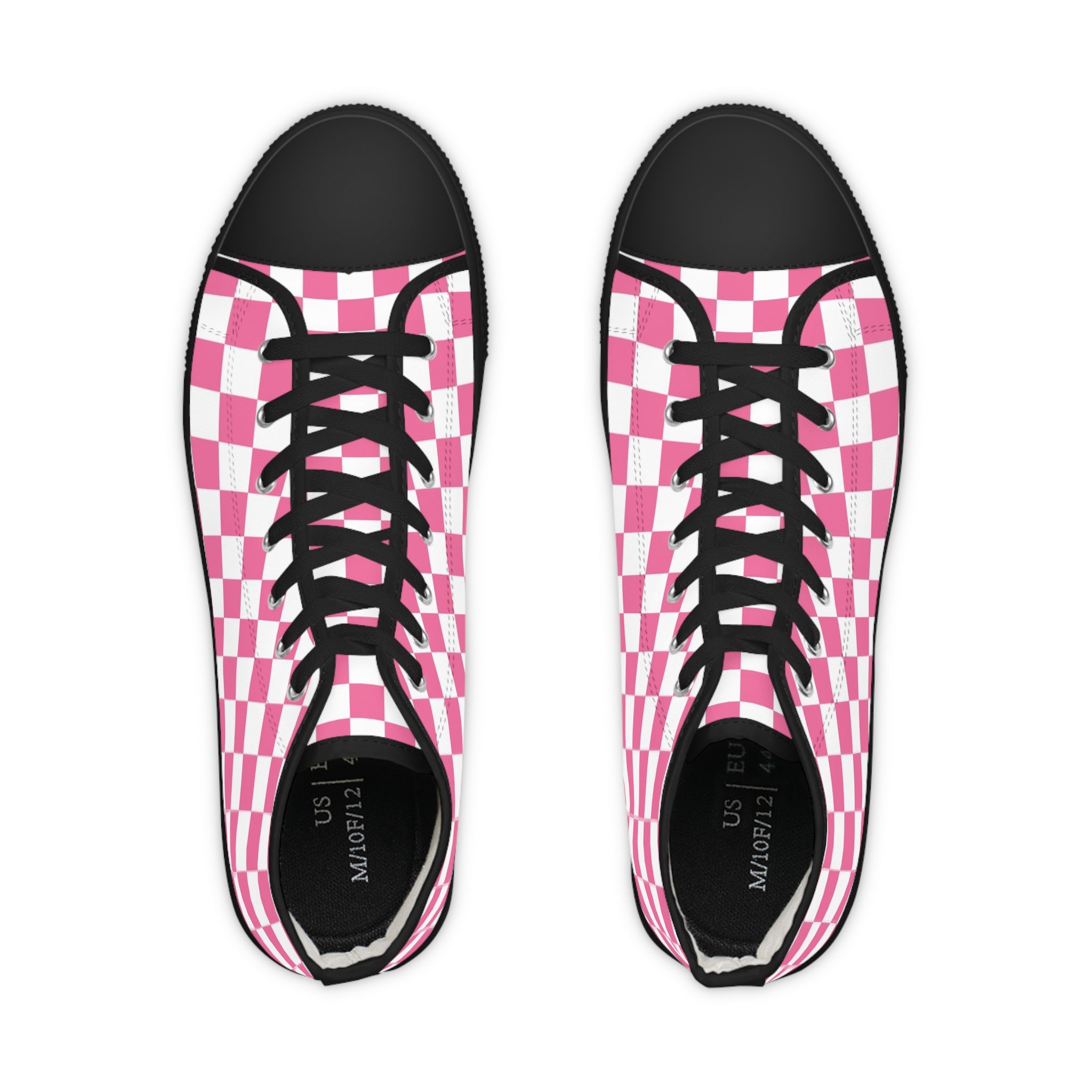 Yuyushiki Pink Check Men's High Top Sneakers