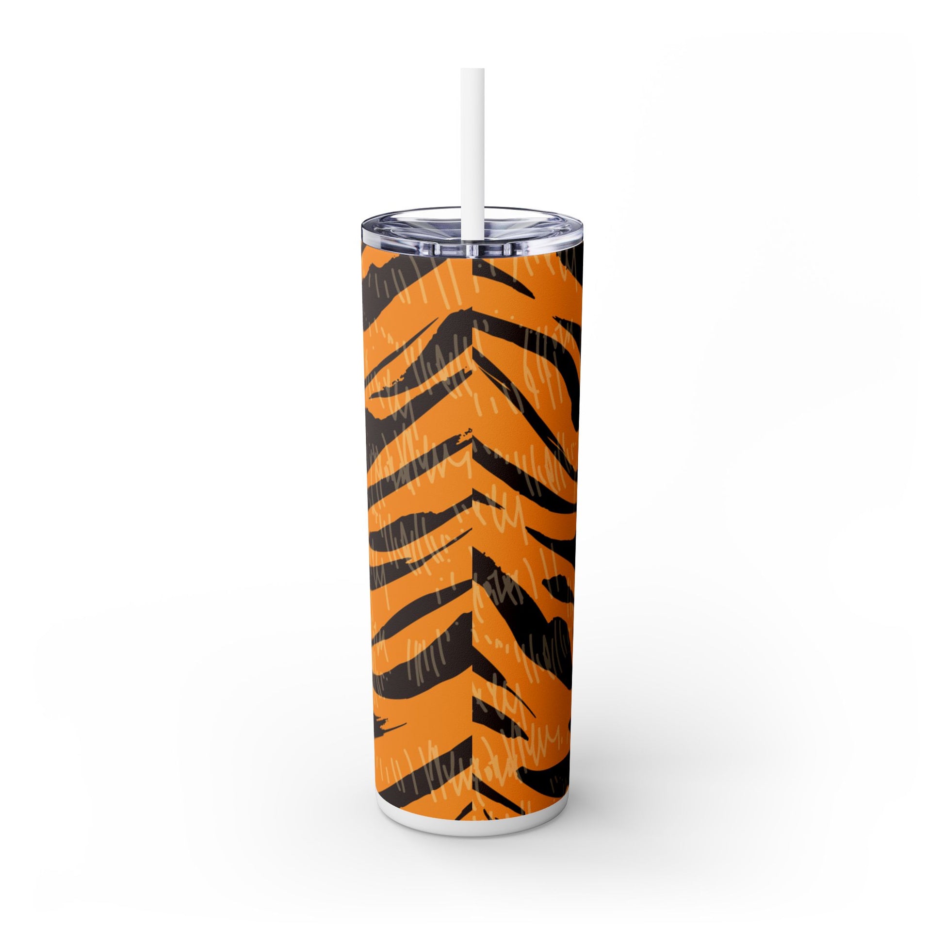 Tiger Scratches Orange & Black Skinny Tumbler with Straw, 20oz, Artsulli - Art is Long, Life is Short, Mug, , , , , , , 