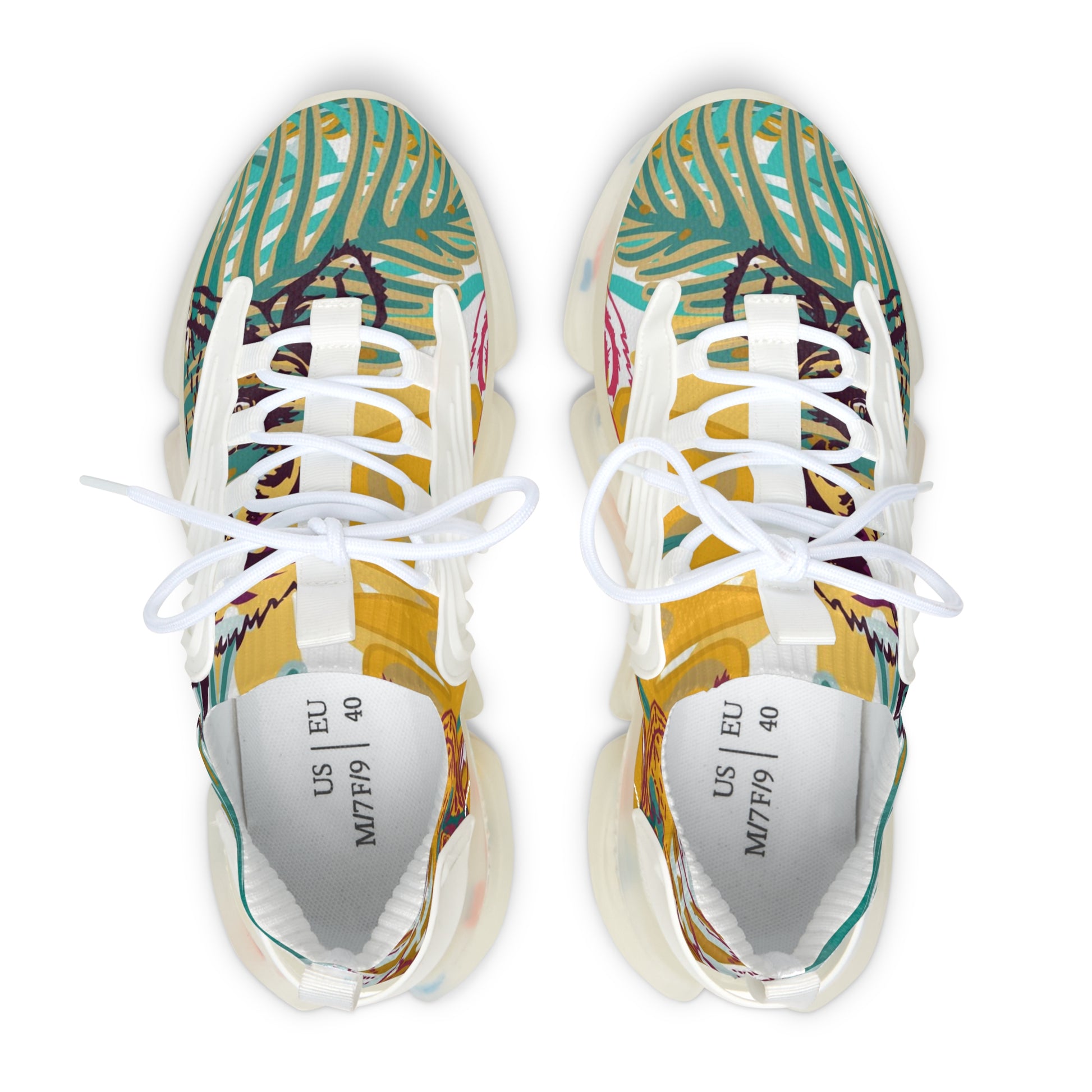 Tropical Jungle Tigers Brown and Green Women's Mesh Sneakers, Artsulli - Art is Long, Life is Short, Shoes, , , , , , , 
